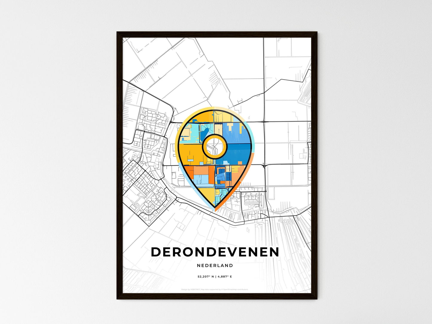 De Ronde Venen Netherlands wedding art map with pointer icon
