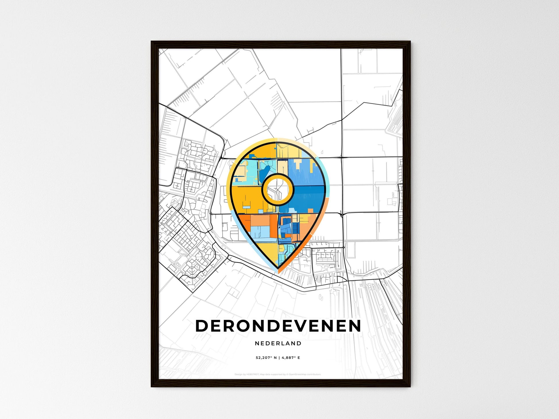 De Ronde Venen Netherlands wedding art map with pointer icon