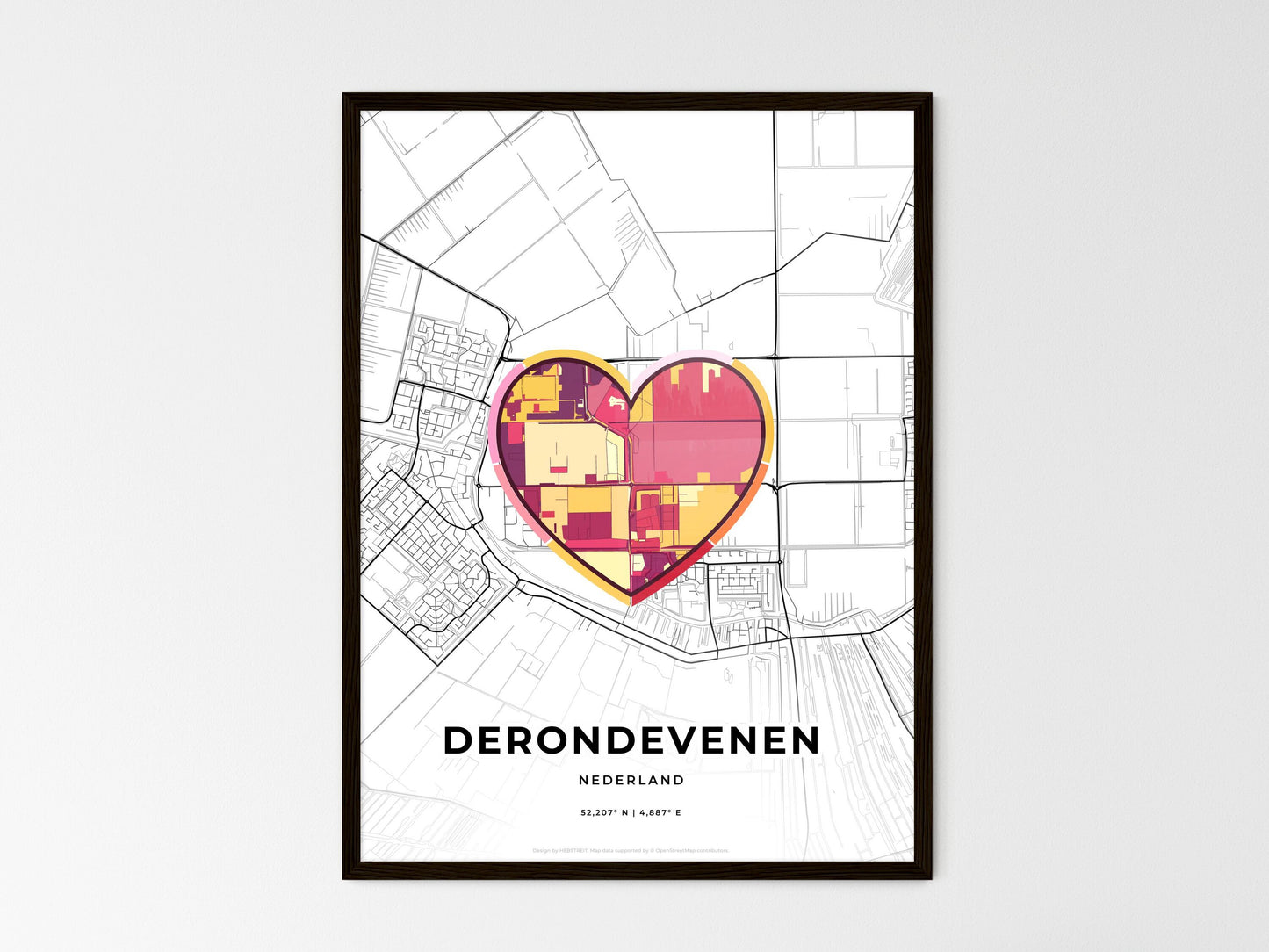 De Ronde Venen Netherlands wedding art map with heart icon