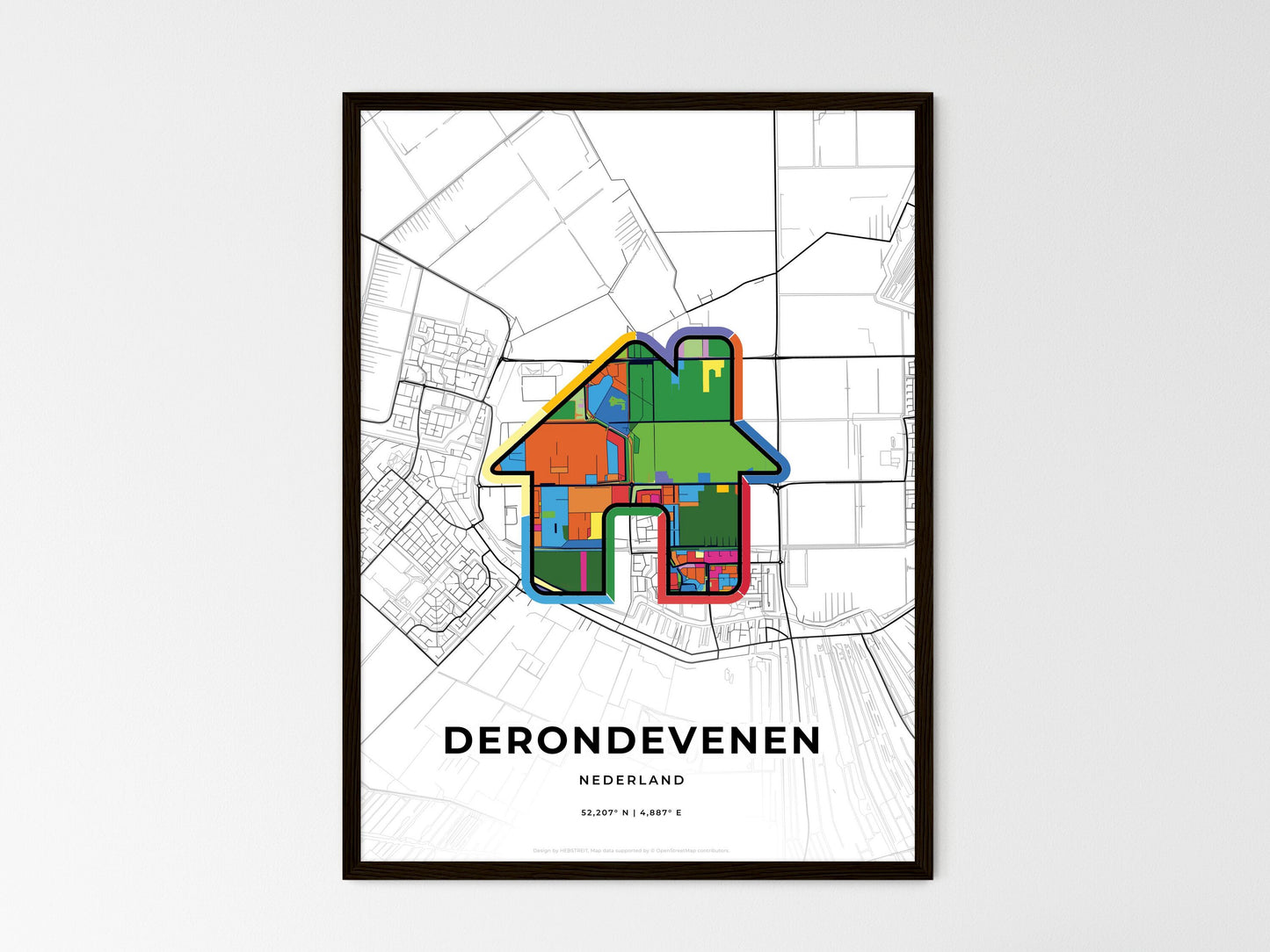 De Ronde Venen Netherlands wedding art map with home icon