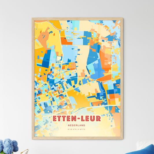 Colorful ETTEN-LEUR NETHERLANDS Fine Art Map Blue Orange