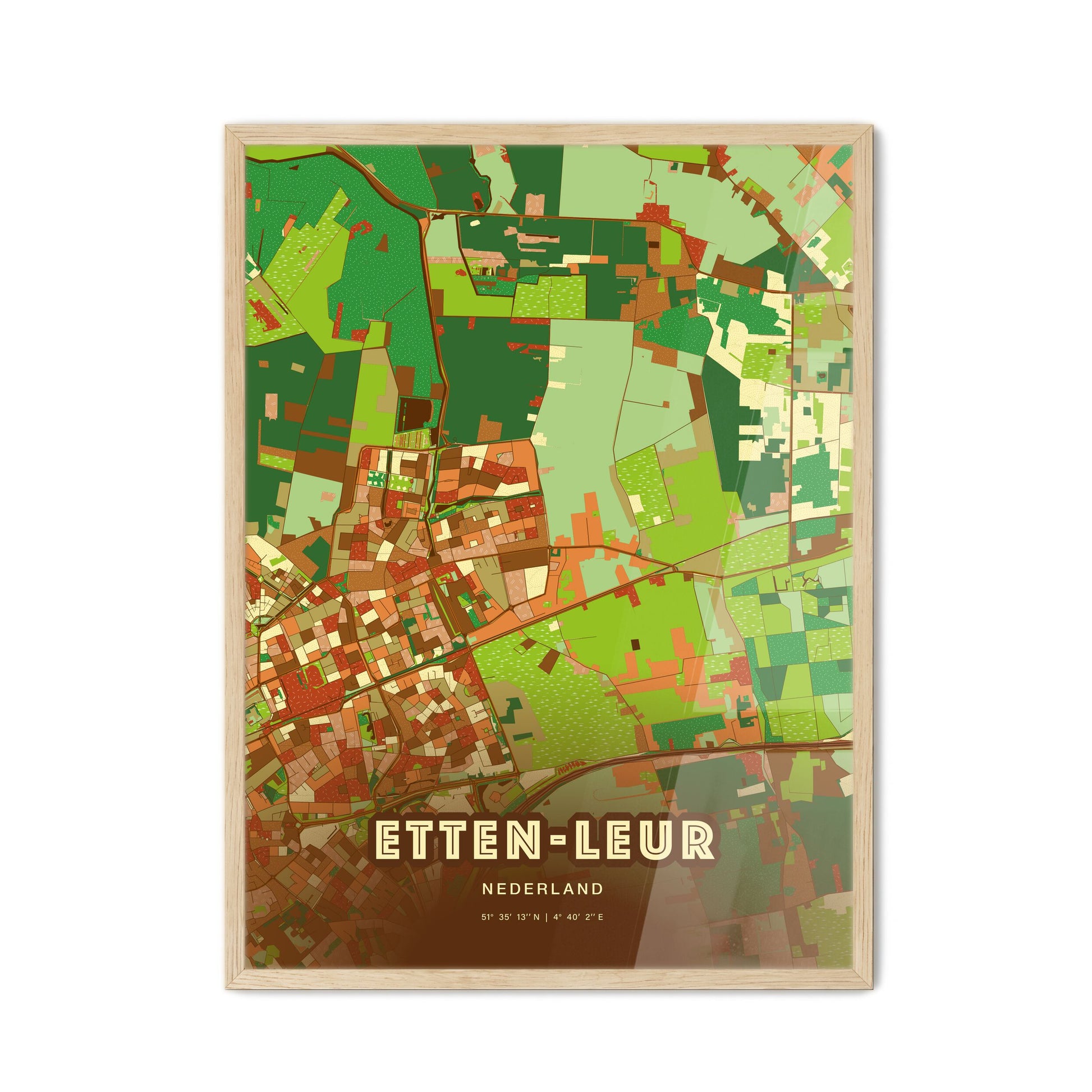 Colorful ETTEN-LEUR NETHERLANDS Fine Art Map Farmhouse