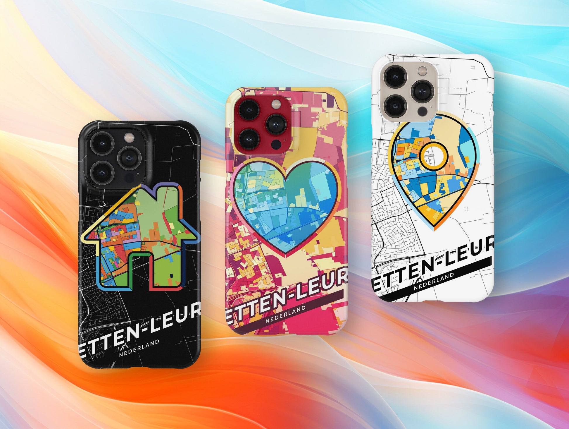 Etten-Leur Netherlands slim phone case with colorful icon. Birthday, wedding or housewarming gift. Couple match cases.