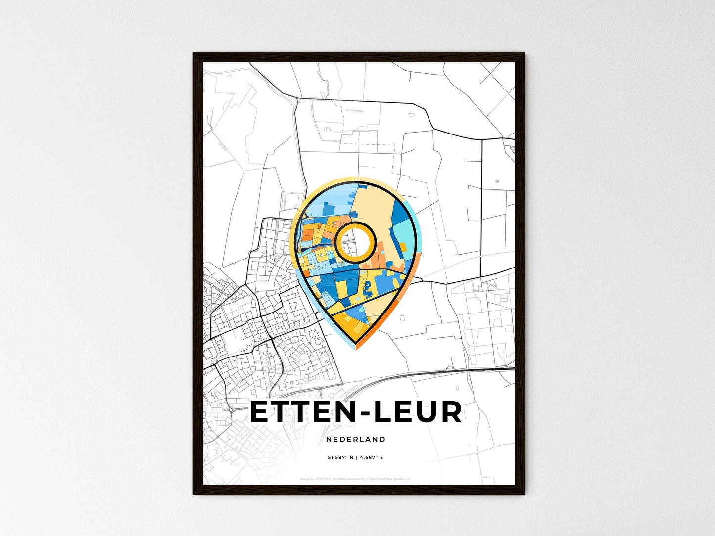 Etten-Leur Netherlands wedding art map with pointer icon