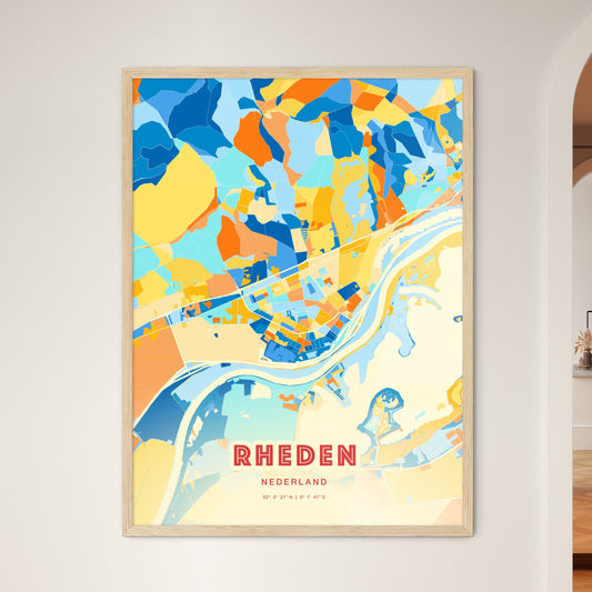 Colorful RHEDEN NETHERLANDS Fine Art Map Blue Orange