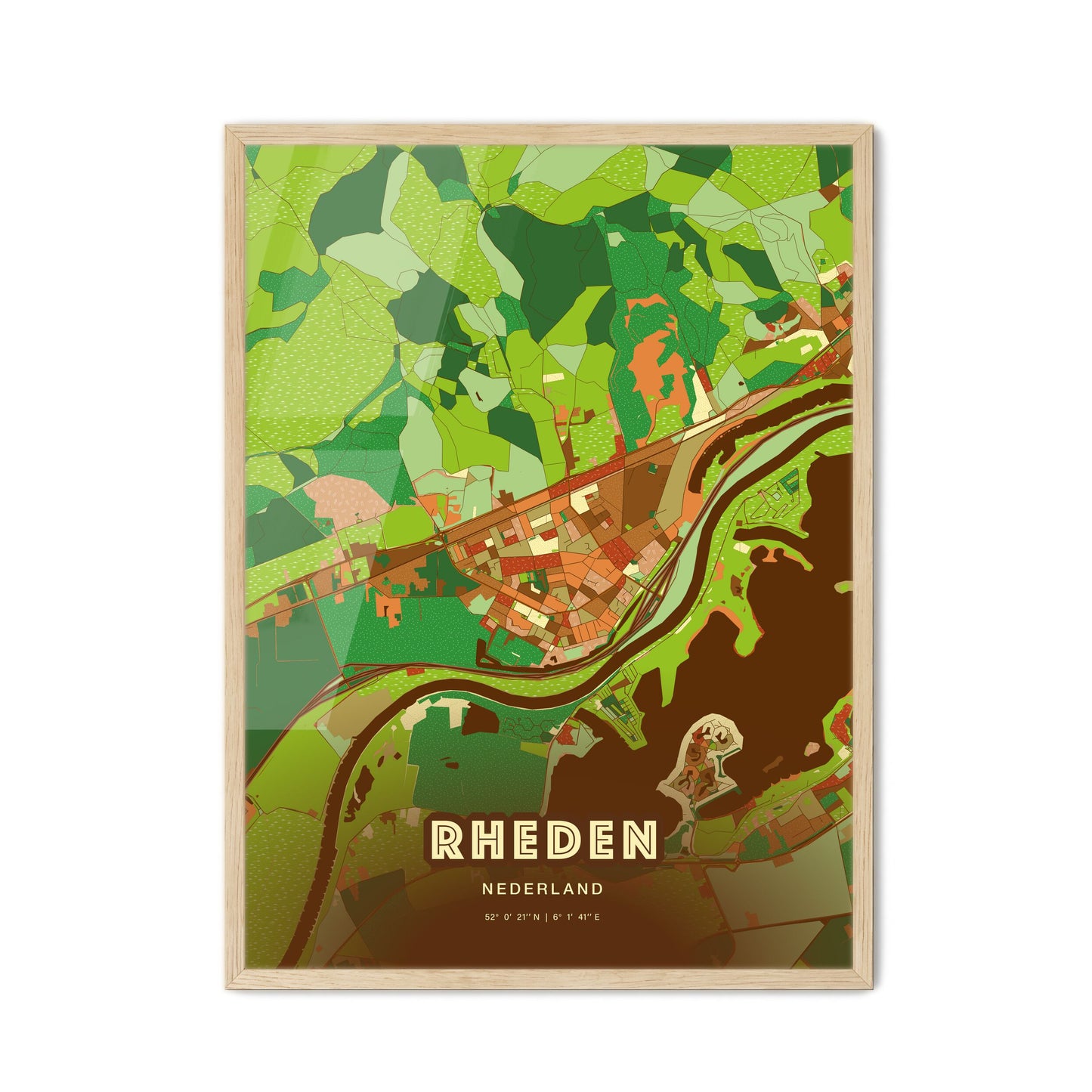 Colorful RHEDEN NETHERLANDS Fine Art Map Farmhouse