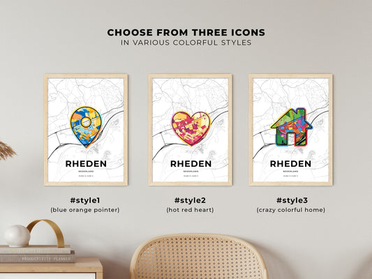 Rheden Netherlands maps with colorful icons