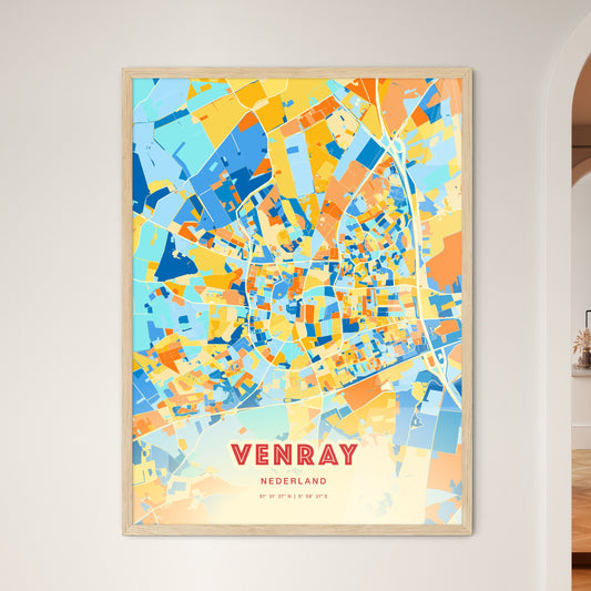 Colorful VENRAY NETHERLANDS Fine Art Map Blue Orange