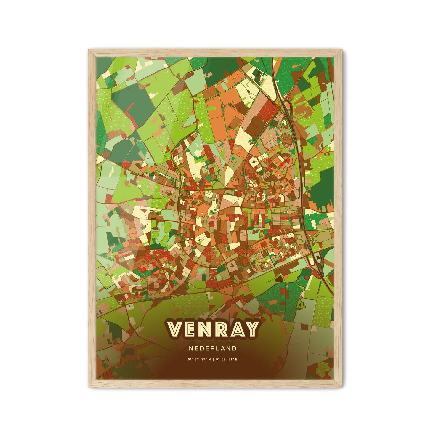 Colorful VENRAY NETHERLANDS Fine Art Map Farmhouse