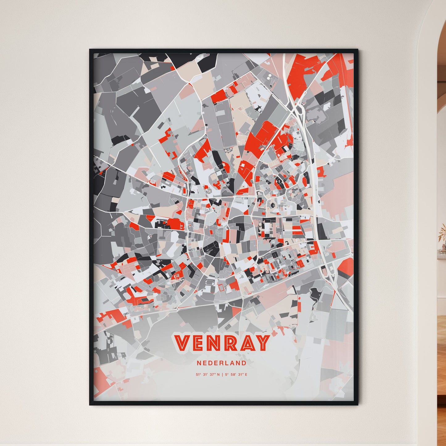 Colorful VENRAY NETHERLANDS Fine Art Map Modern