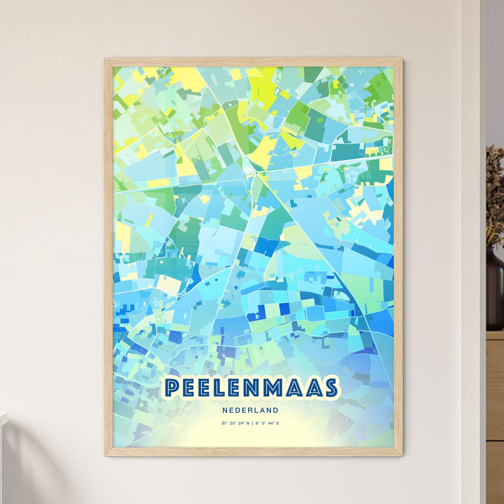 Colorful PEEL EN MAAS NETHERLANDS Fine Art Map Cool Blue