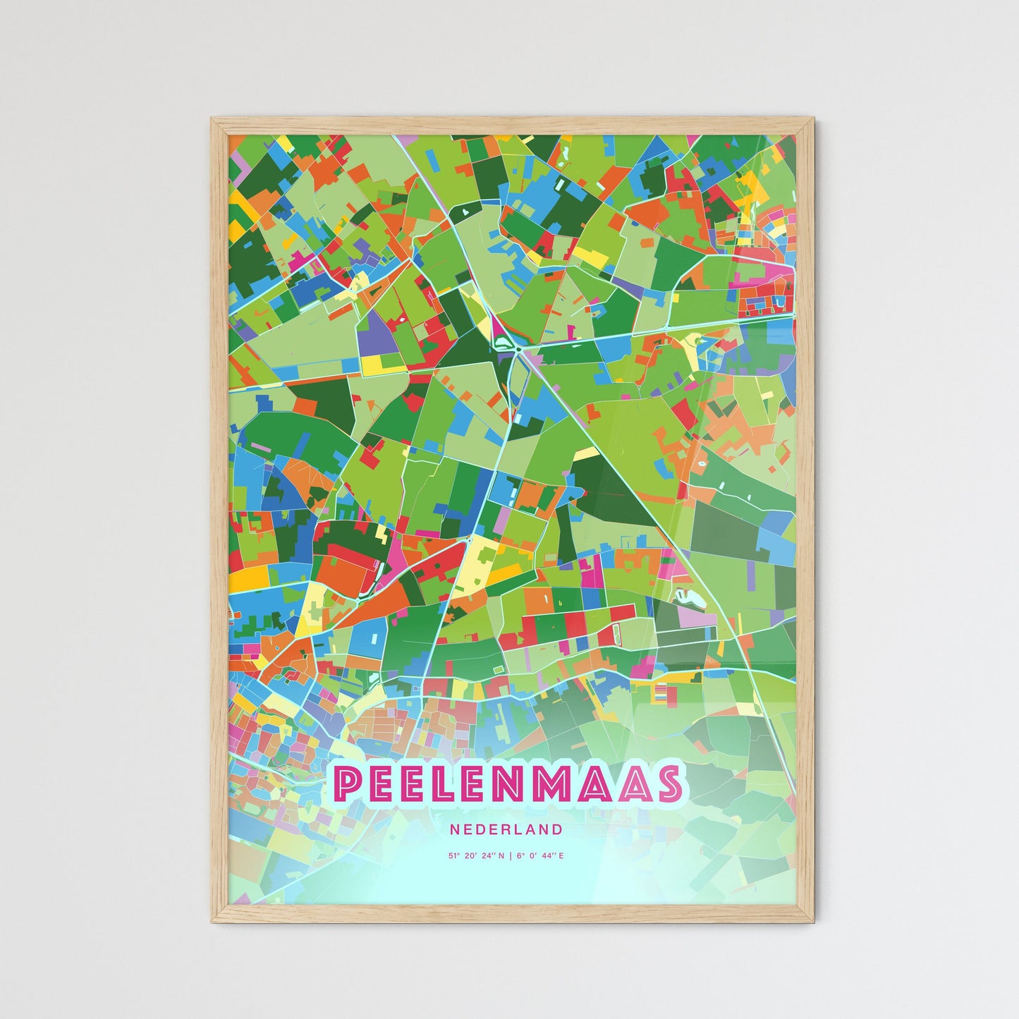 Colorful PEEL EN MAAS NETHERLANDS Fine Art Map Crazy Colors