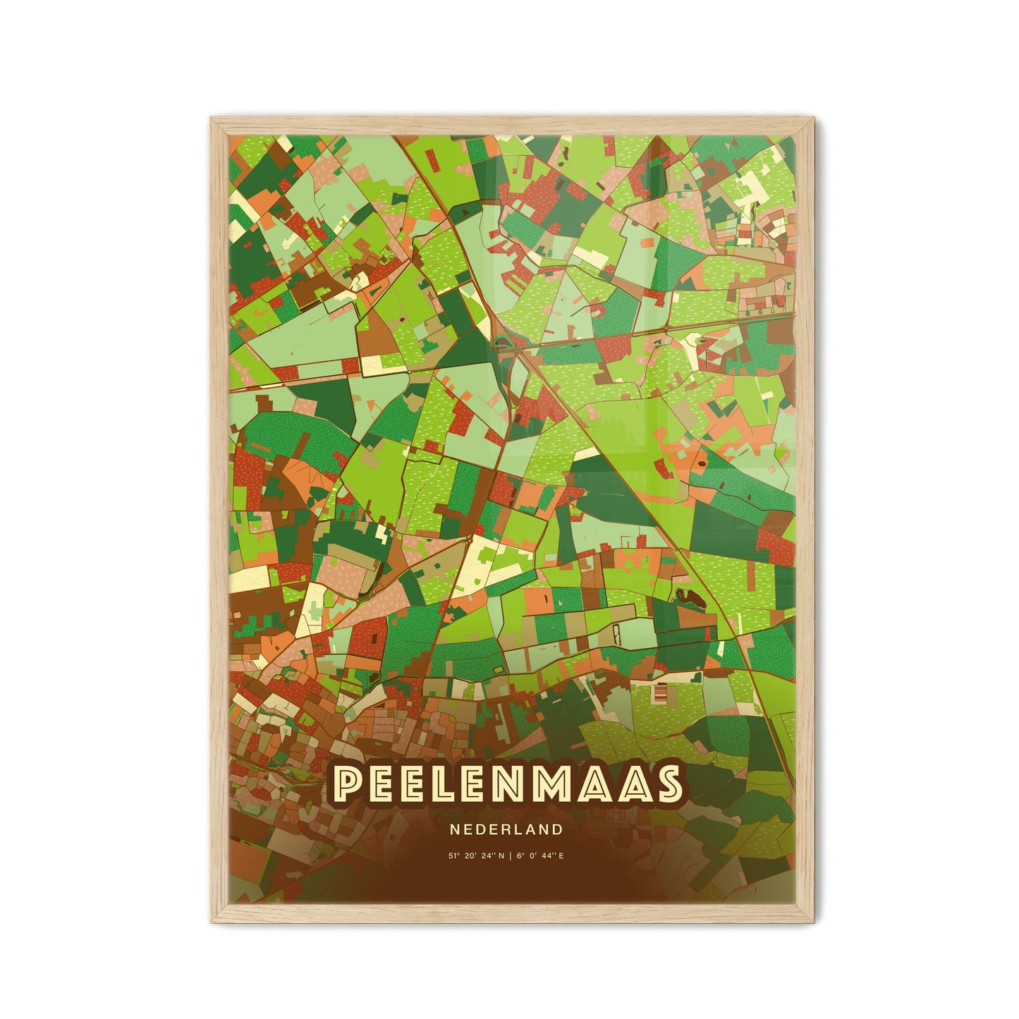 Colorful PEEL EN MAAS NETHERLANDS Fine Art Map Farmhouse