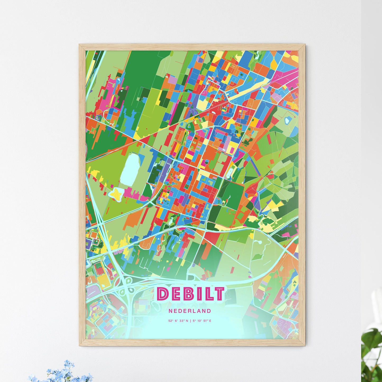 Colorful DE BILT NETHERLANDS Fine Art Map Crazy Colors