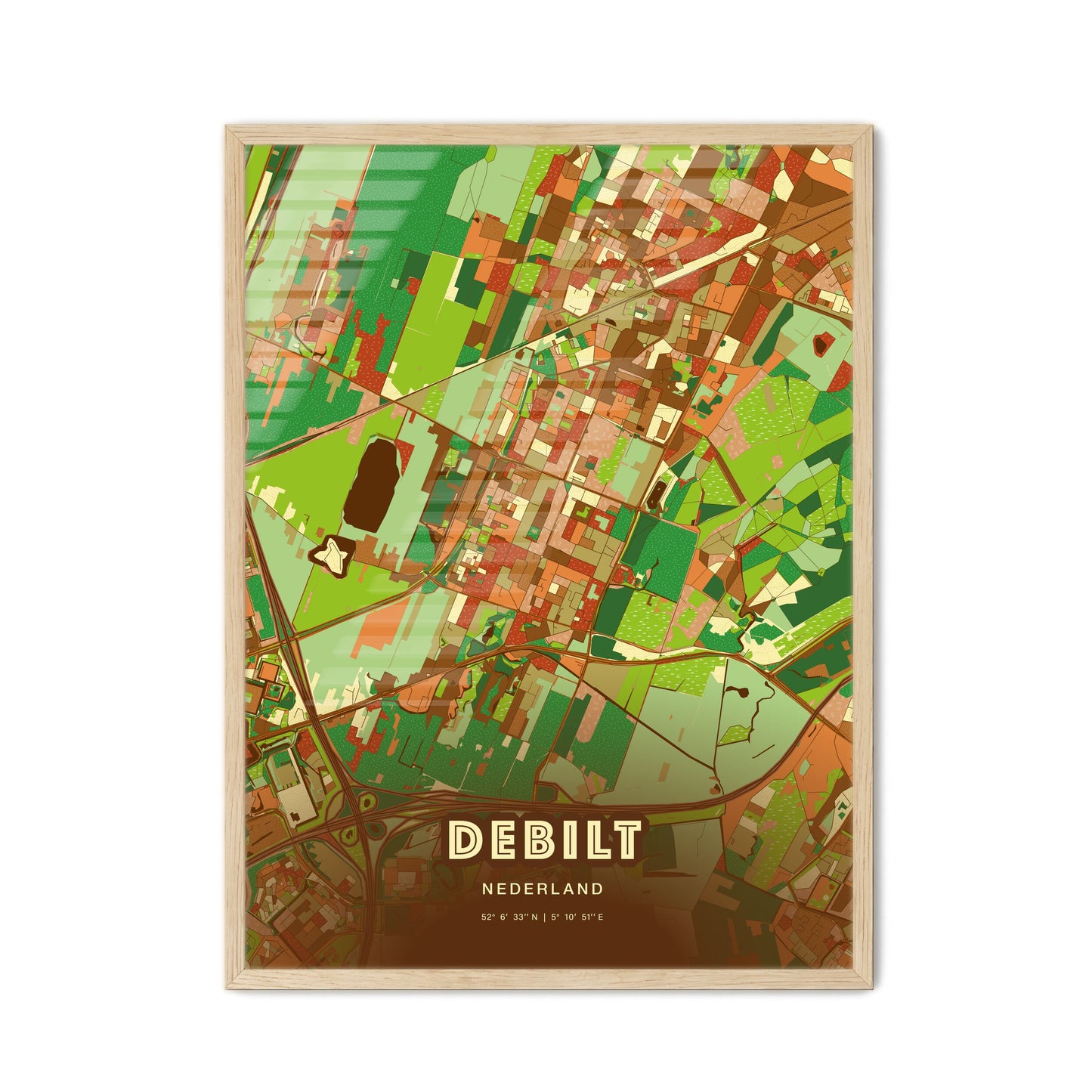 Colorful DE BILT NETHERLANDS Fine Art Map Farmhouse