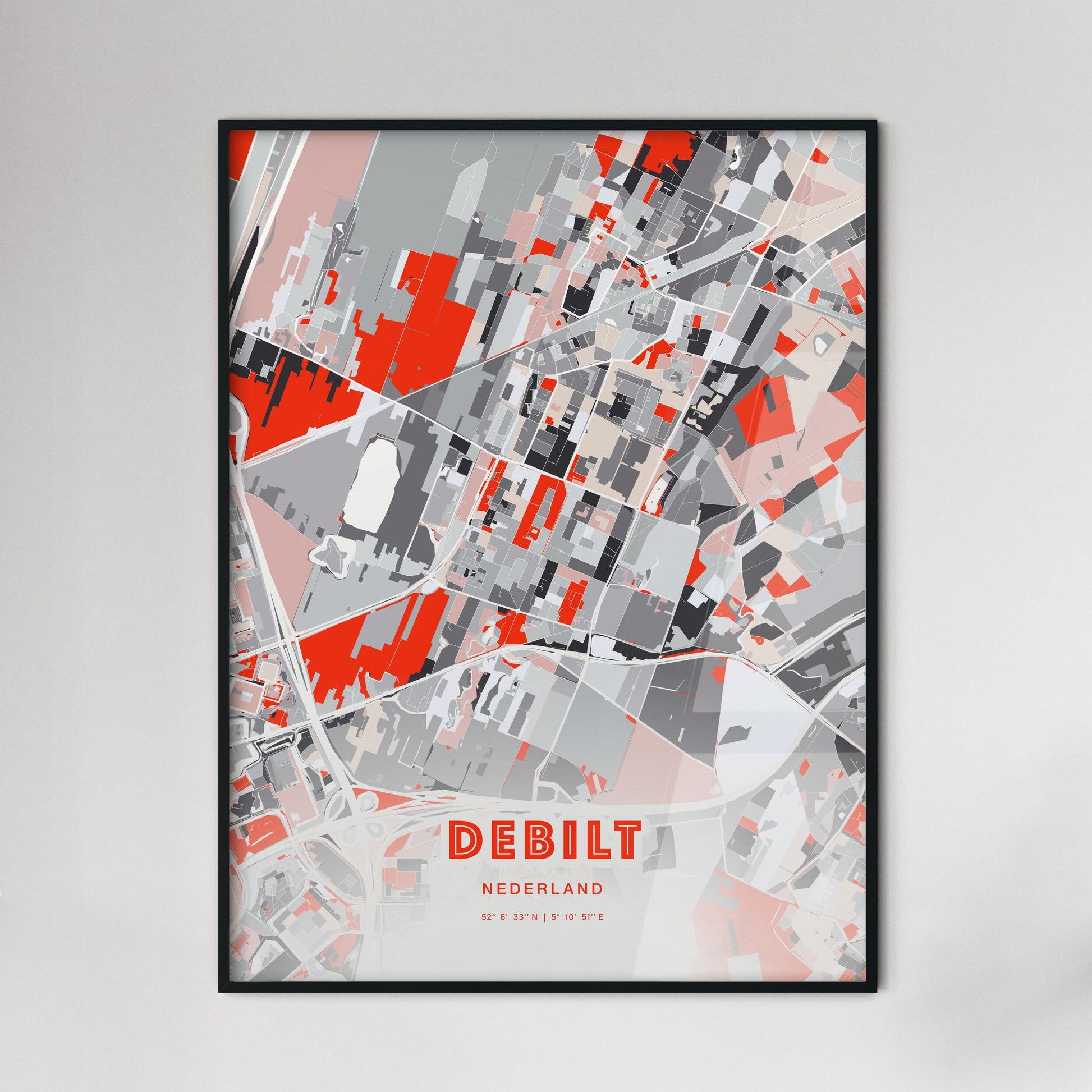 Colorful DE BILT NETHERLANDS Fine Art Map Modern