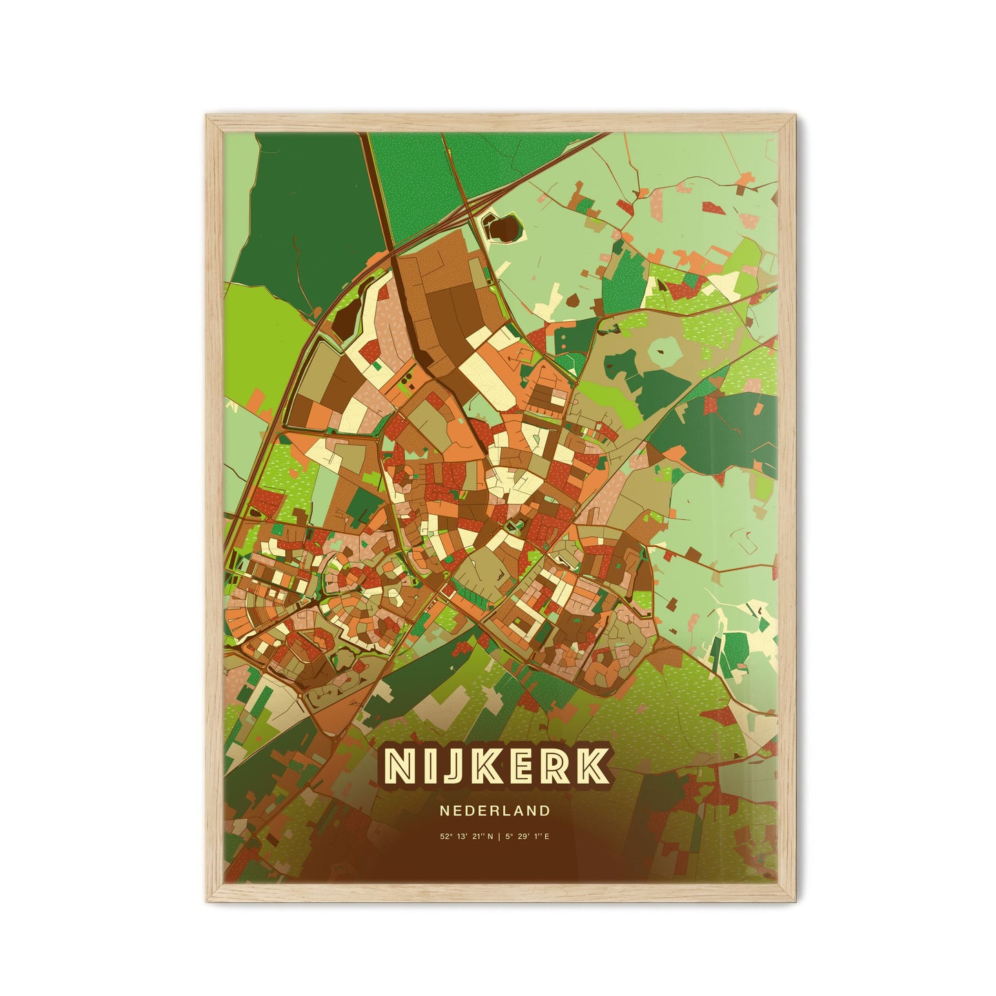 Colorful NIJKERK NETHERLANDS Fine Art Map Farmhouse