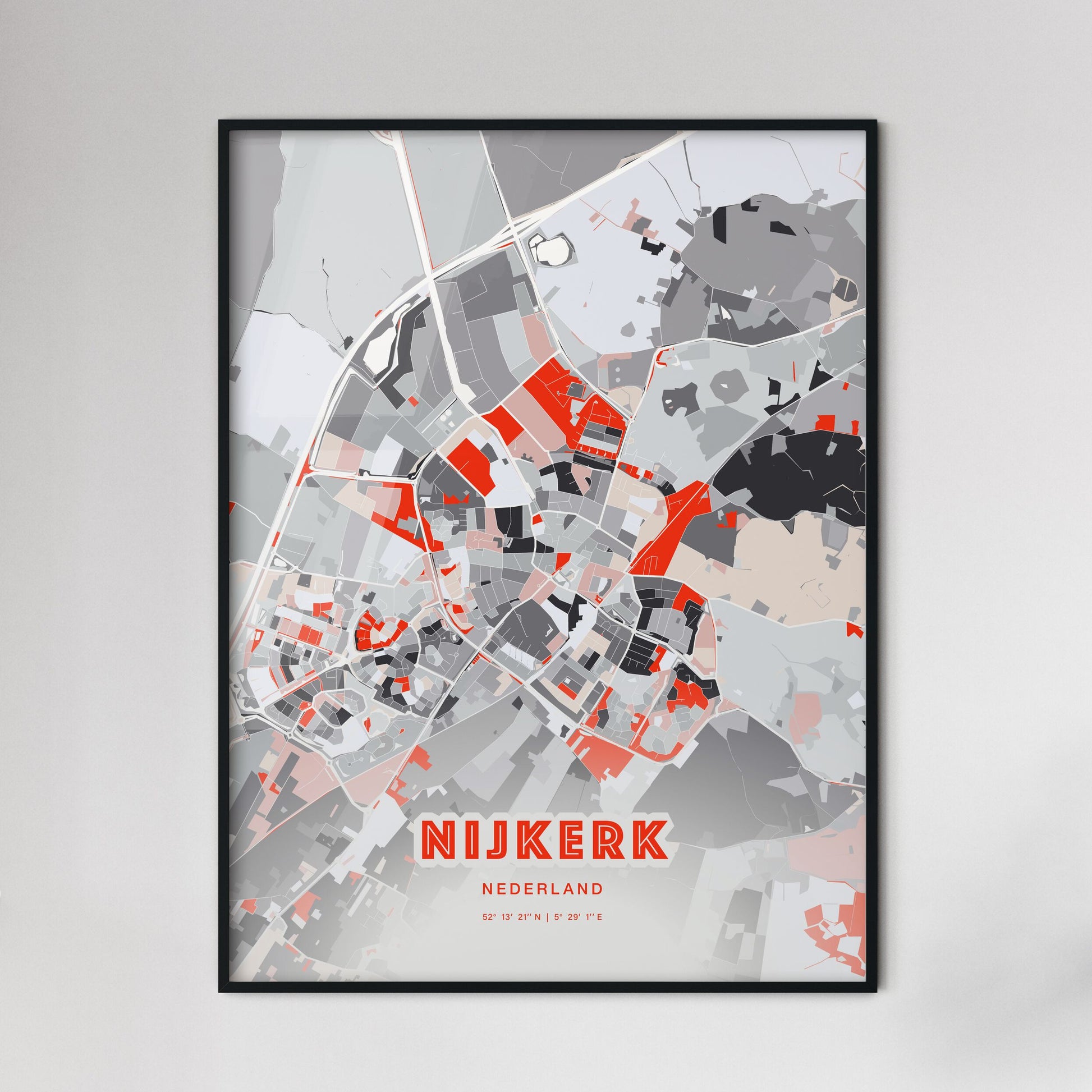 Colorful NIJKERK NETHERLANDS Fine Art Map Modern