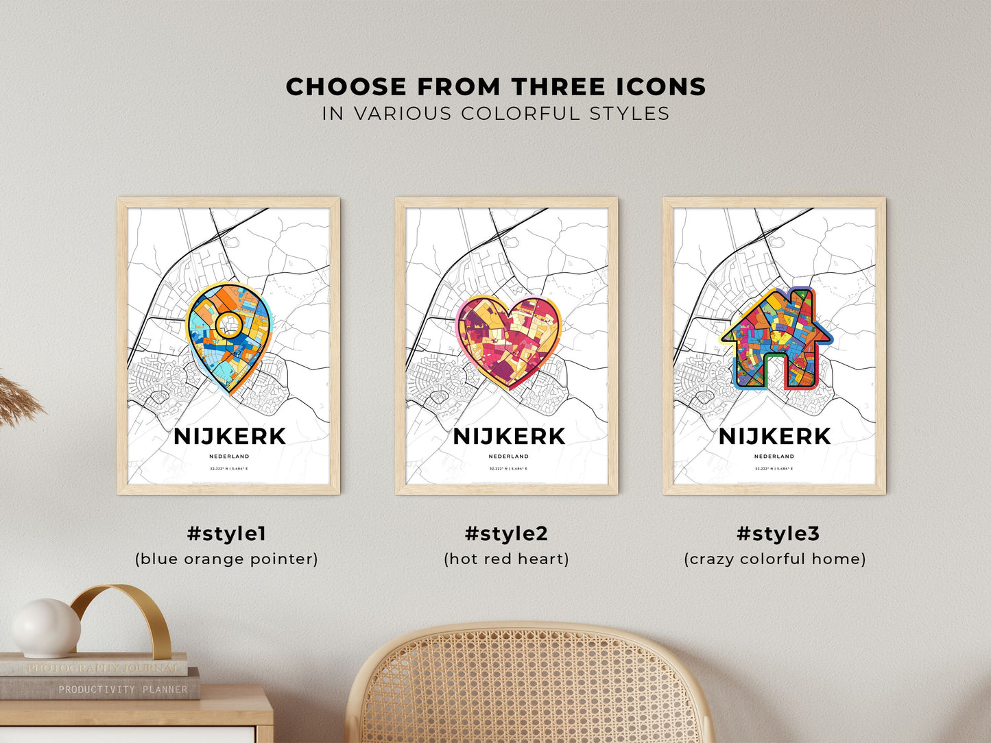 Nijkerk Netherlands maps with colorful icons