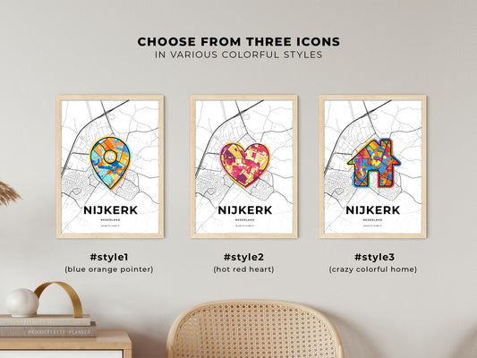 Nijkerk Netherlands maps with colorful icons
