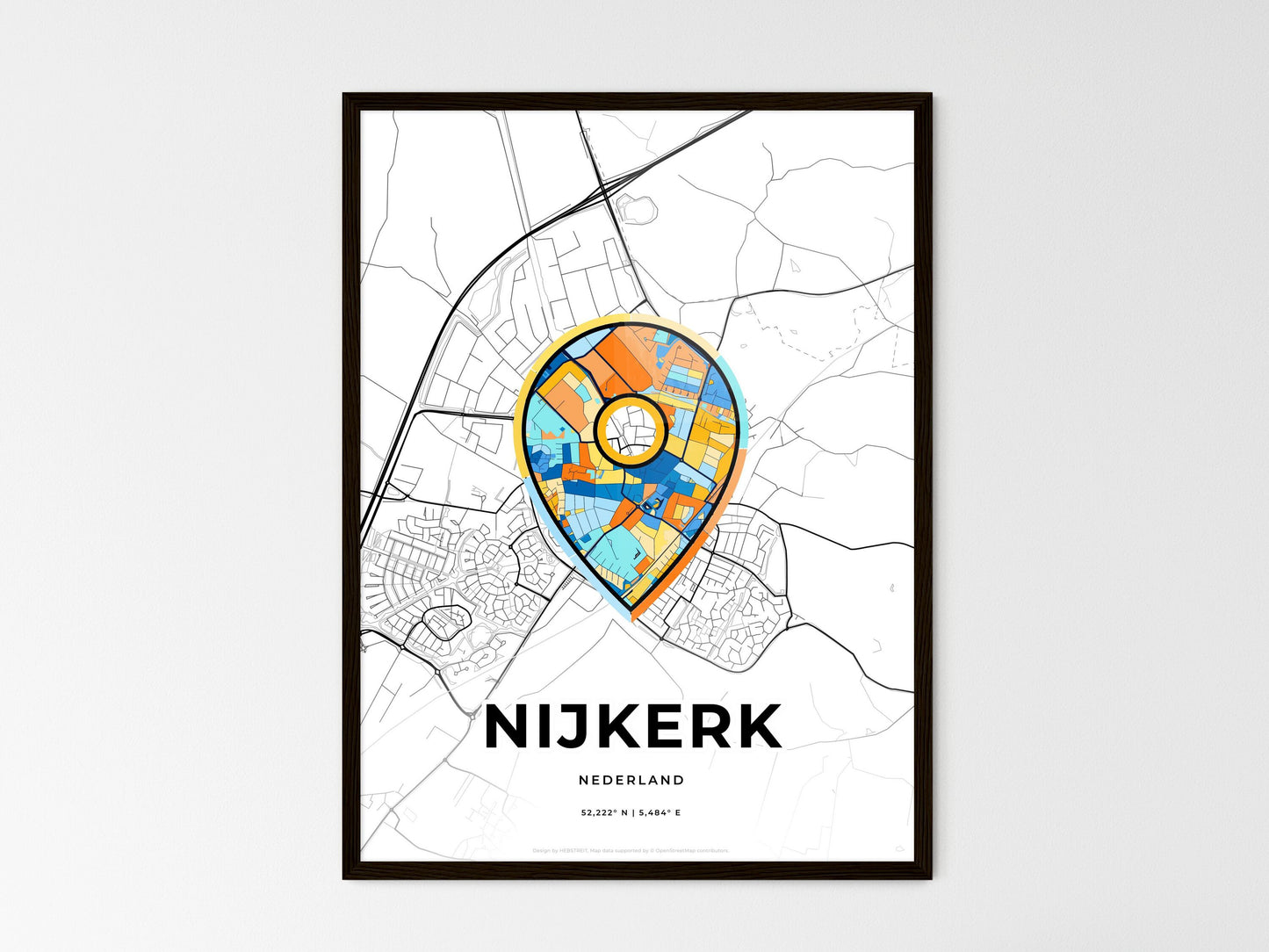 Nijkerk Netherlands wedding art map with pointer icon