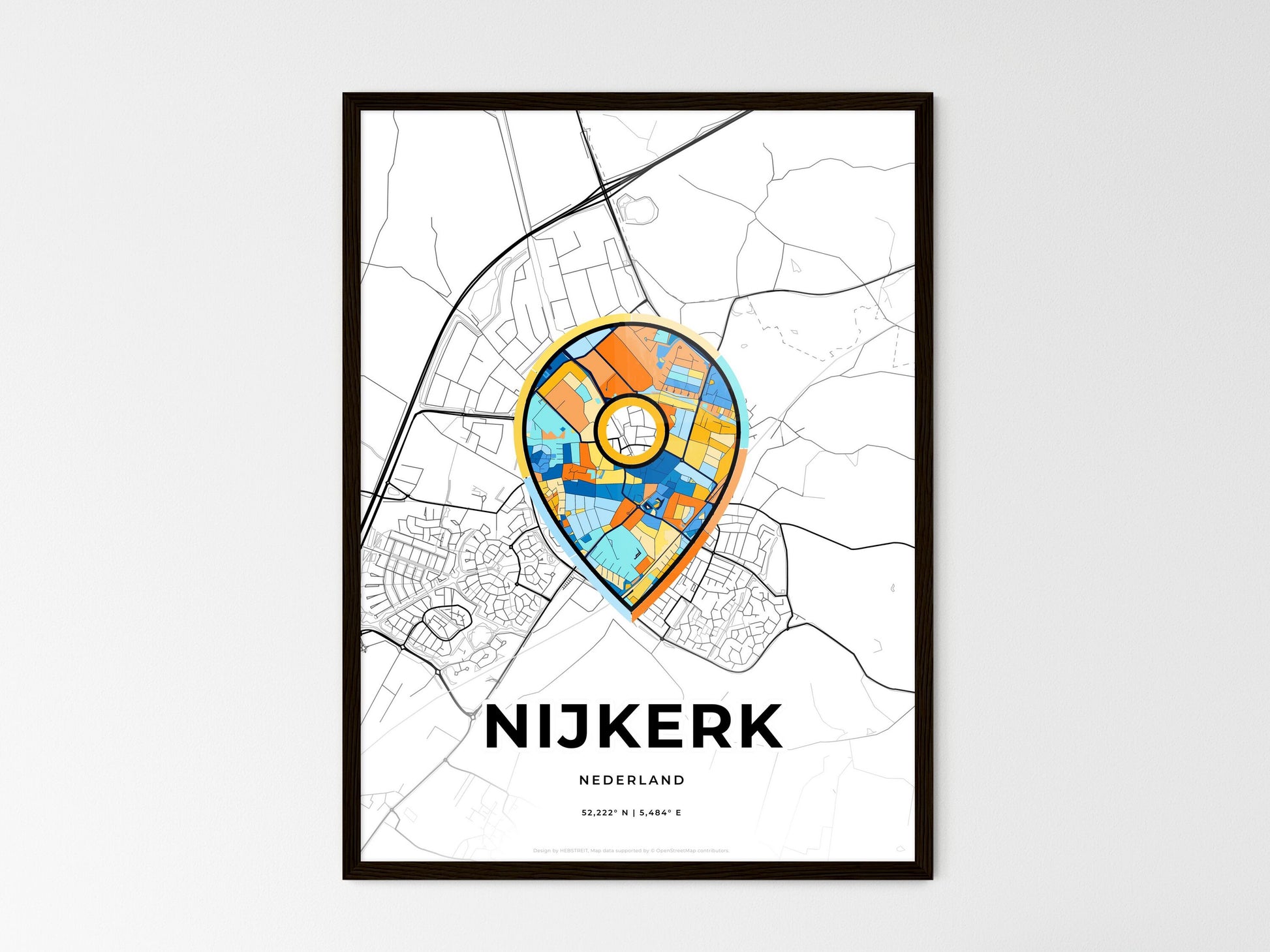 Nijkerk Netherlands wedding art map with pointer icon