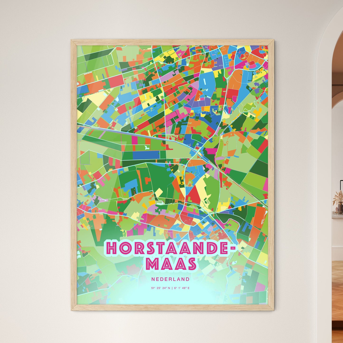 Colorful HORST AAN DE MAAS NETHERLANDS Fine Art Map Crazy Colors