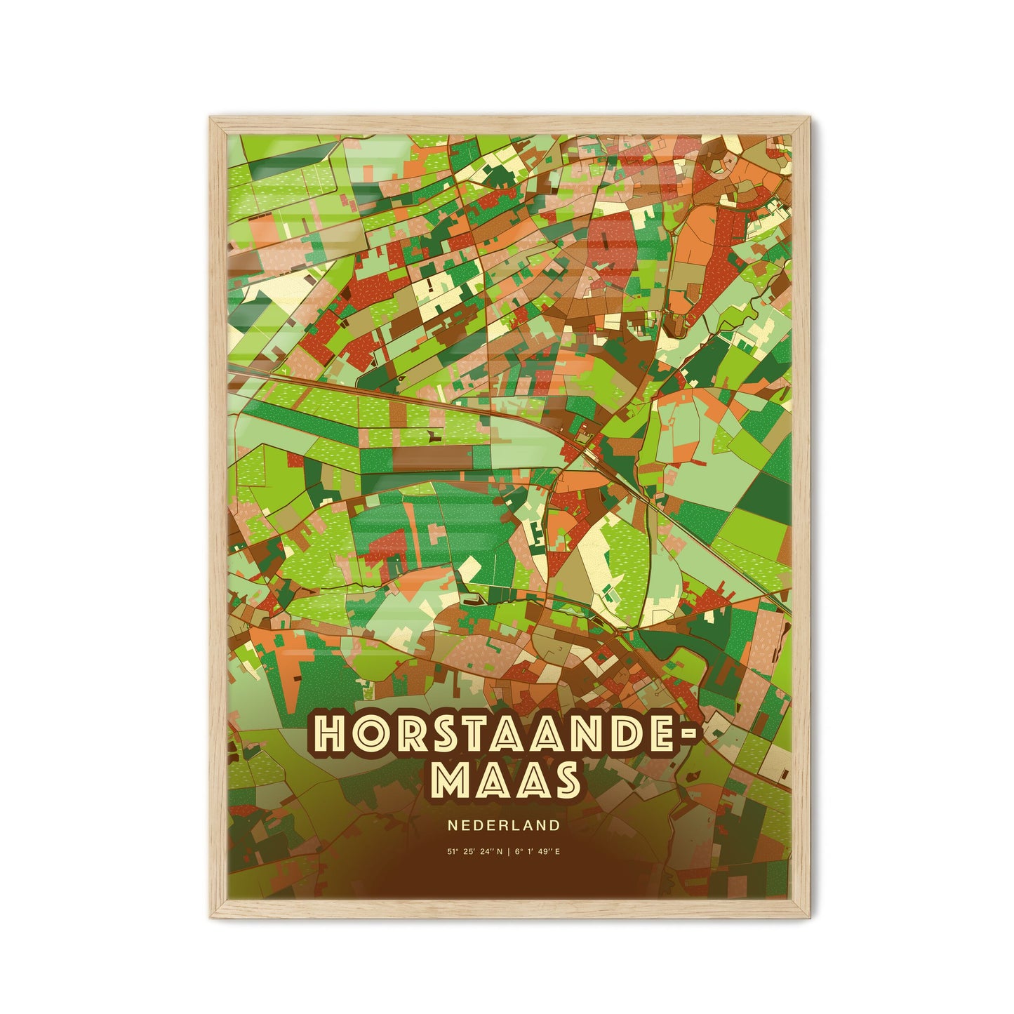 Colorful HORST AAN DE MAAS NETHERLANDS Fine Art Map Farmhouse