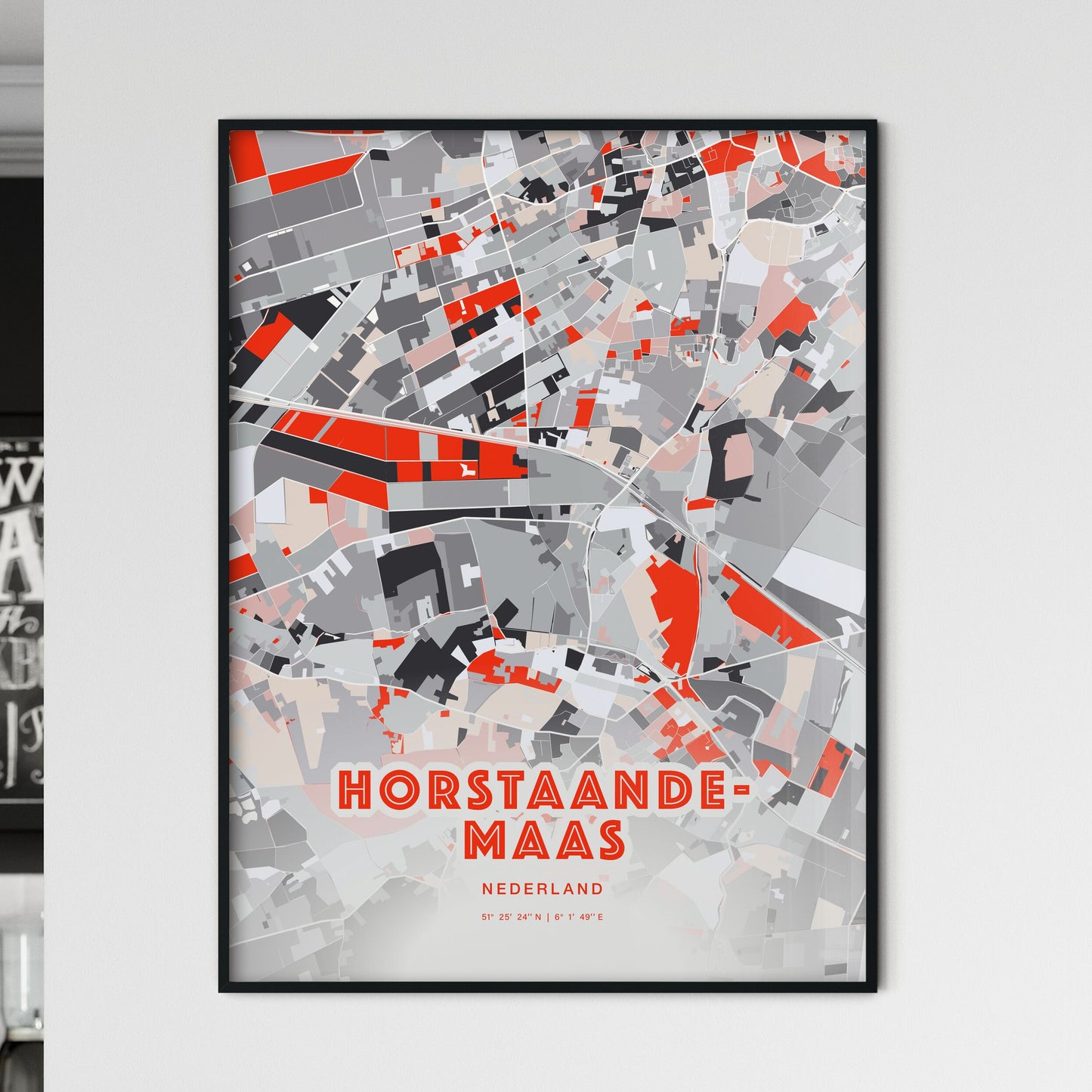 Colorful HORST AAN DE MAAS NETHERLANDS Fine Art Map Modern