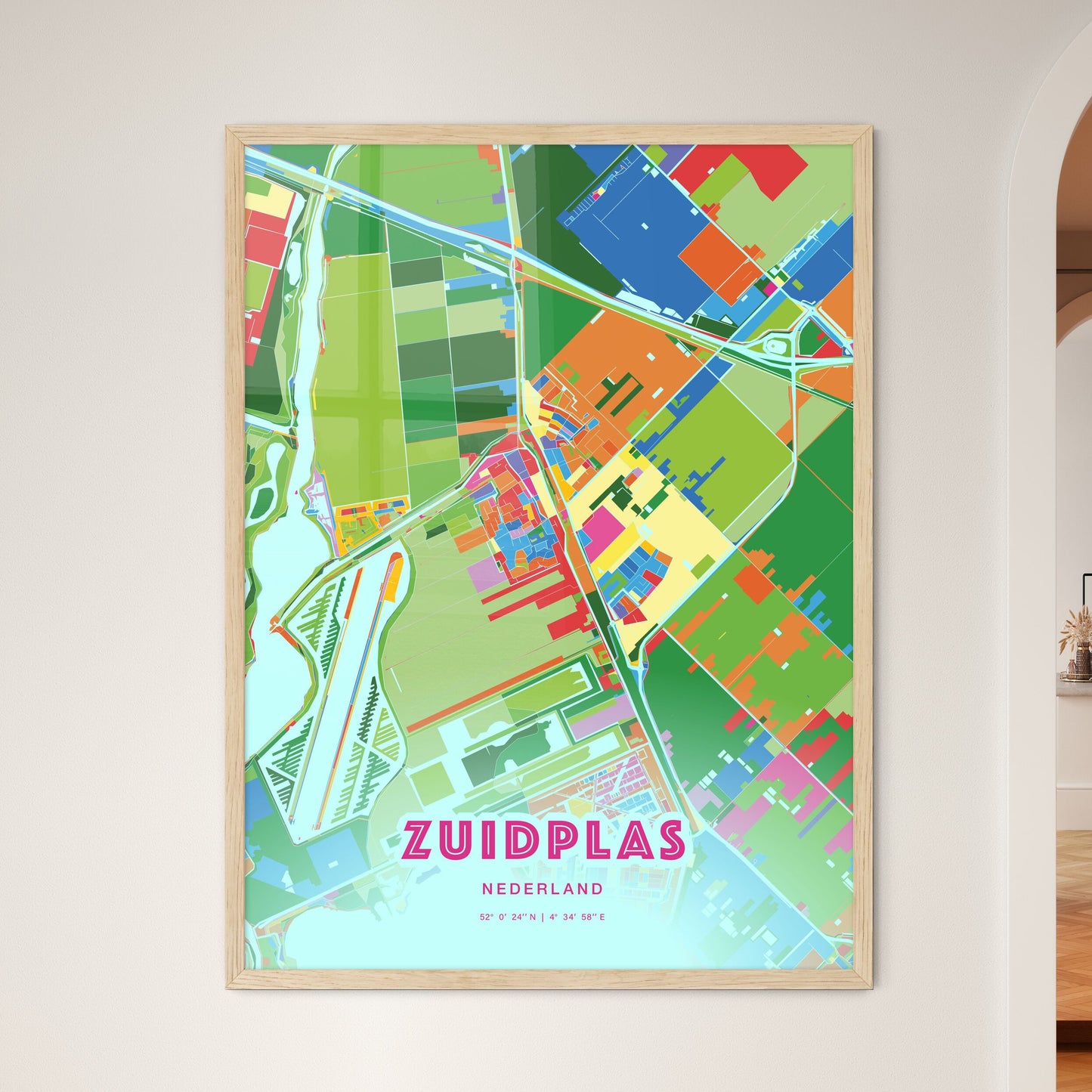 Colorful ZUIDPLAS NETHERLANDS Fine Art Map Crazy Colors