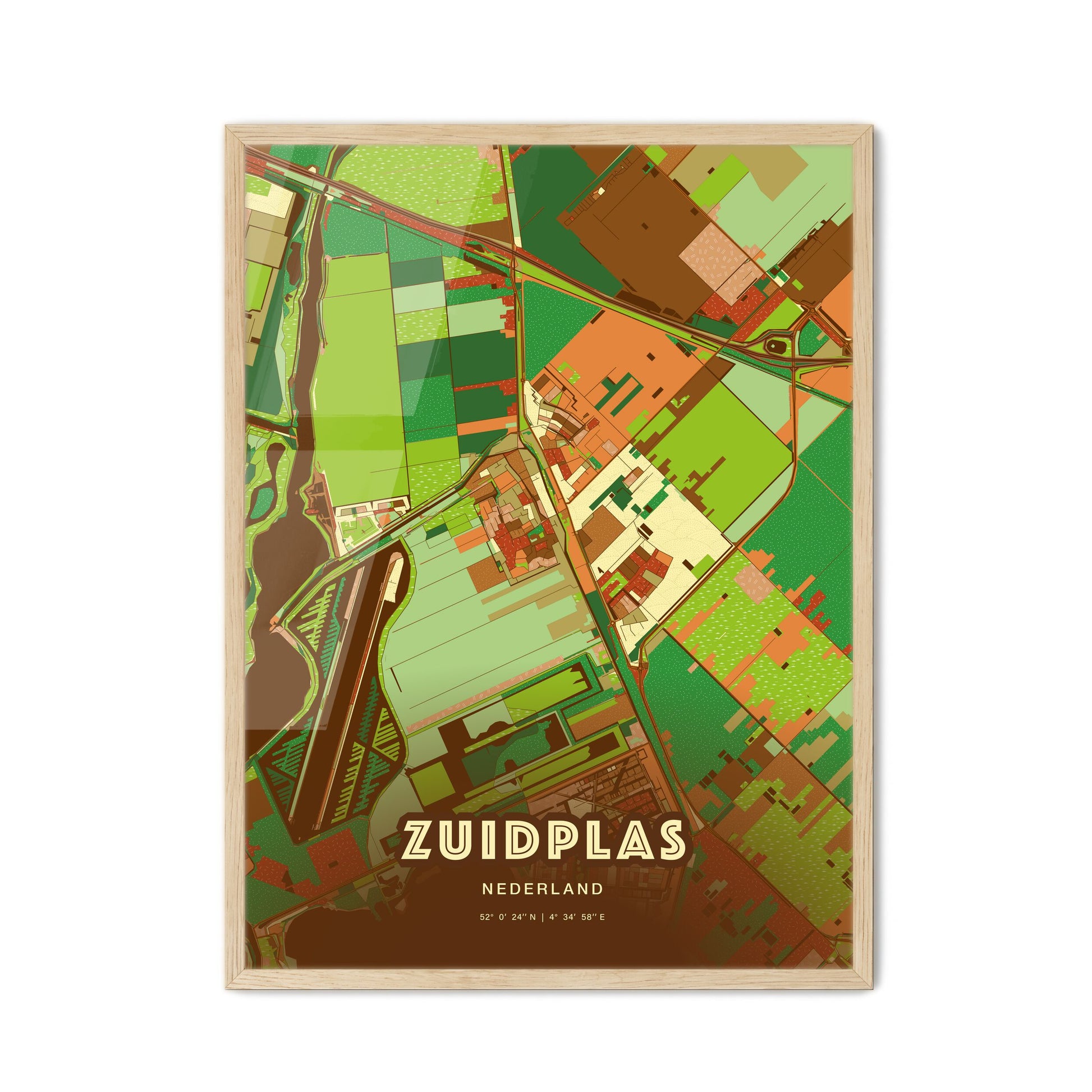 Colorful ZUIDPLAS NETHERLANDS Fine Art Map Farmhouse