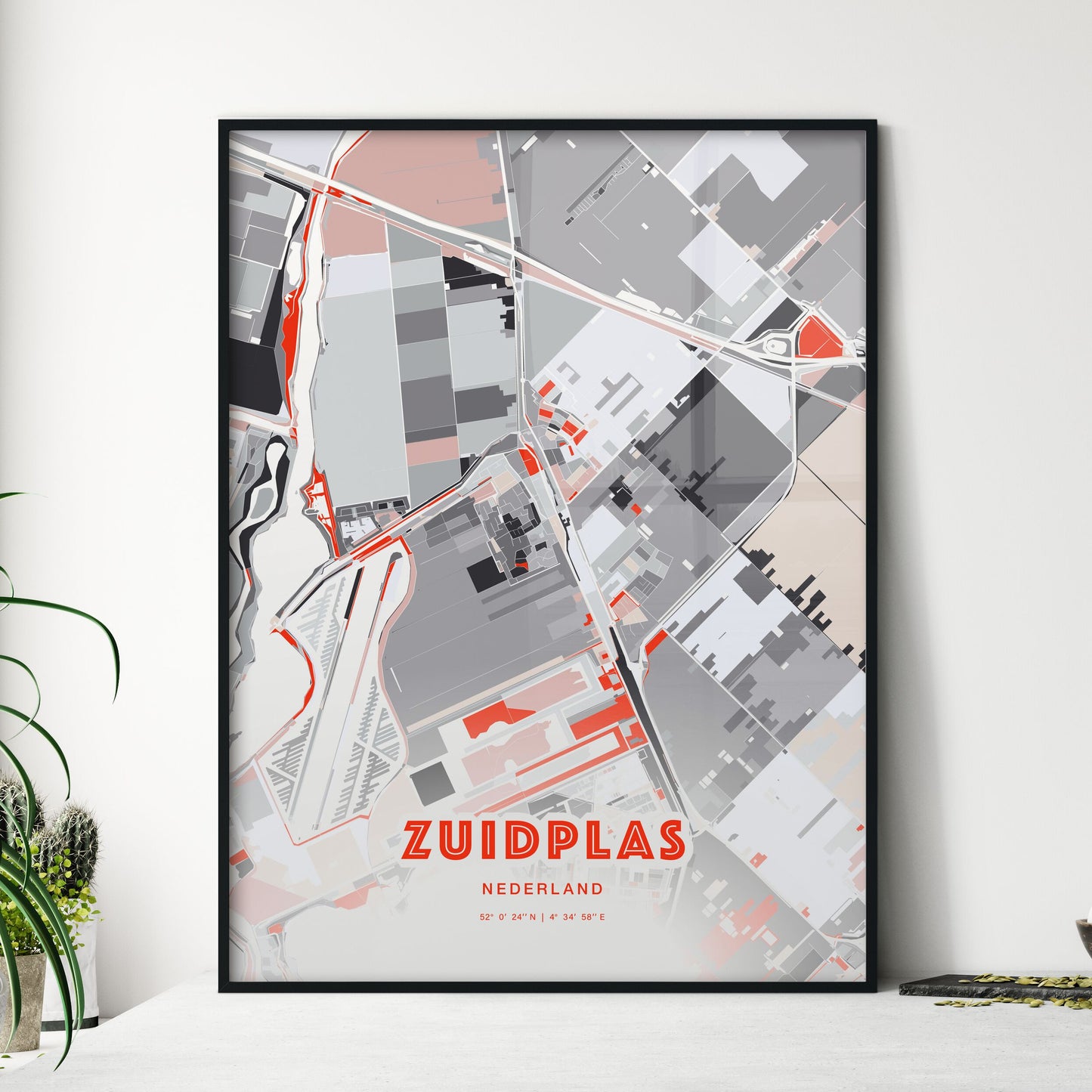 Colorful ZUIDPLAS NETHERLANDS Fine Art Map Modern