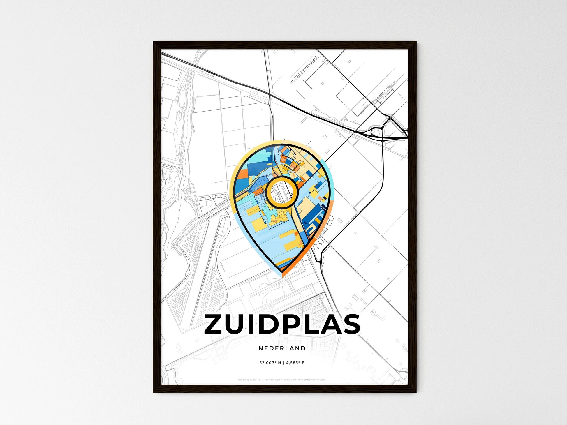Zuidplas Netherlands wedding art map with pointer icon