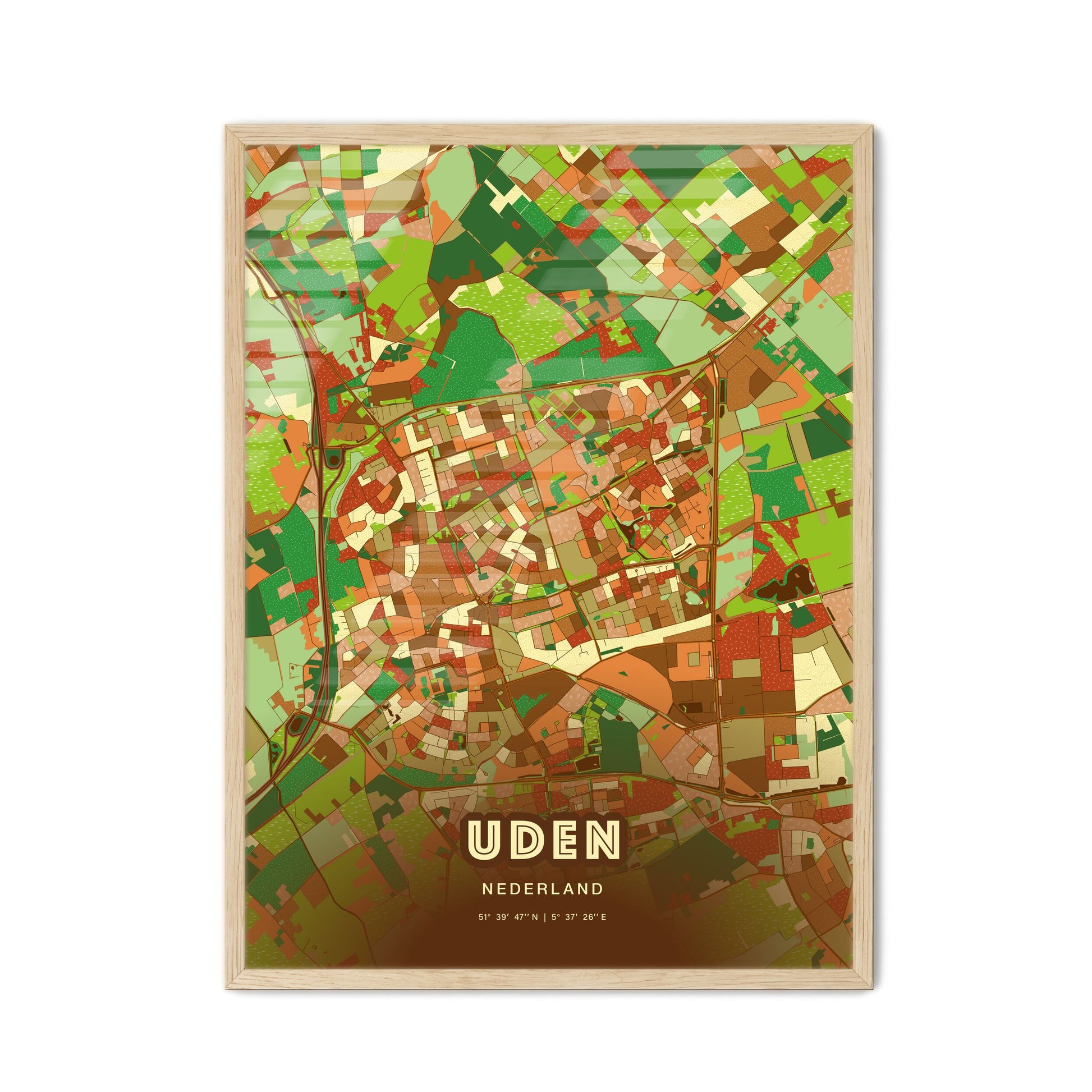 Colorful UDEN NETHERLANDS Fine Art Map Farmhouse