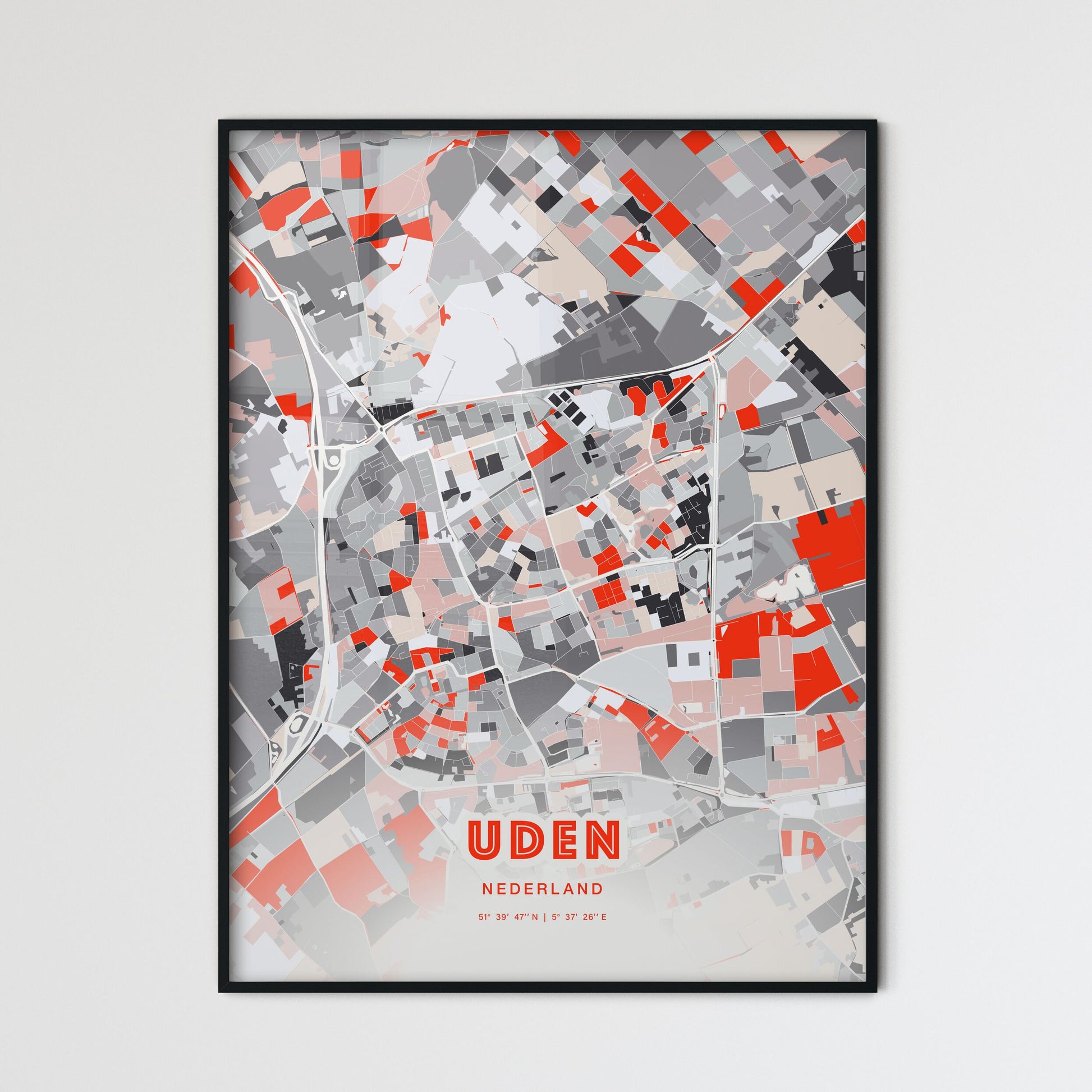 Colorful UDEN NETHERLANDS Fine Art Map Modern