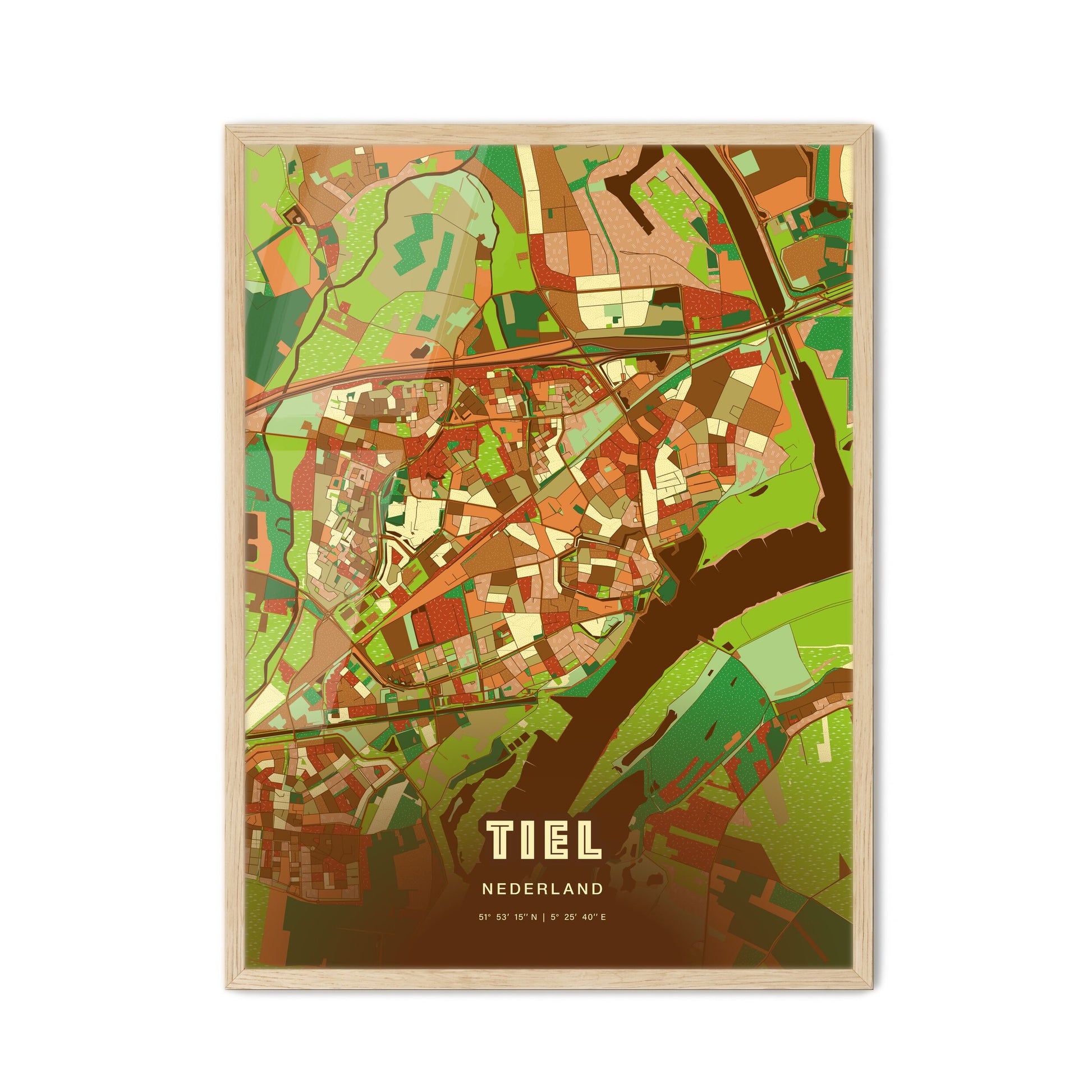 Colorful TIEL NETHERLANDS Fine Art Map Farmhouse