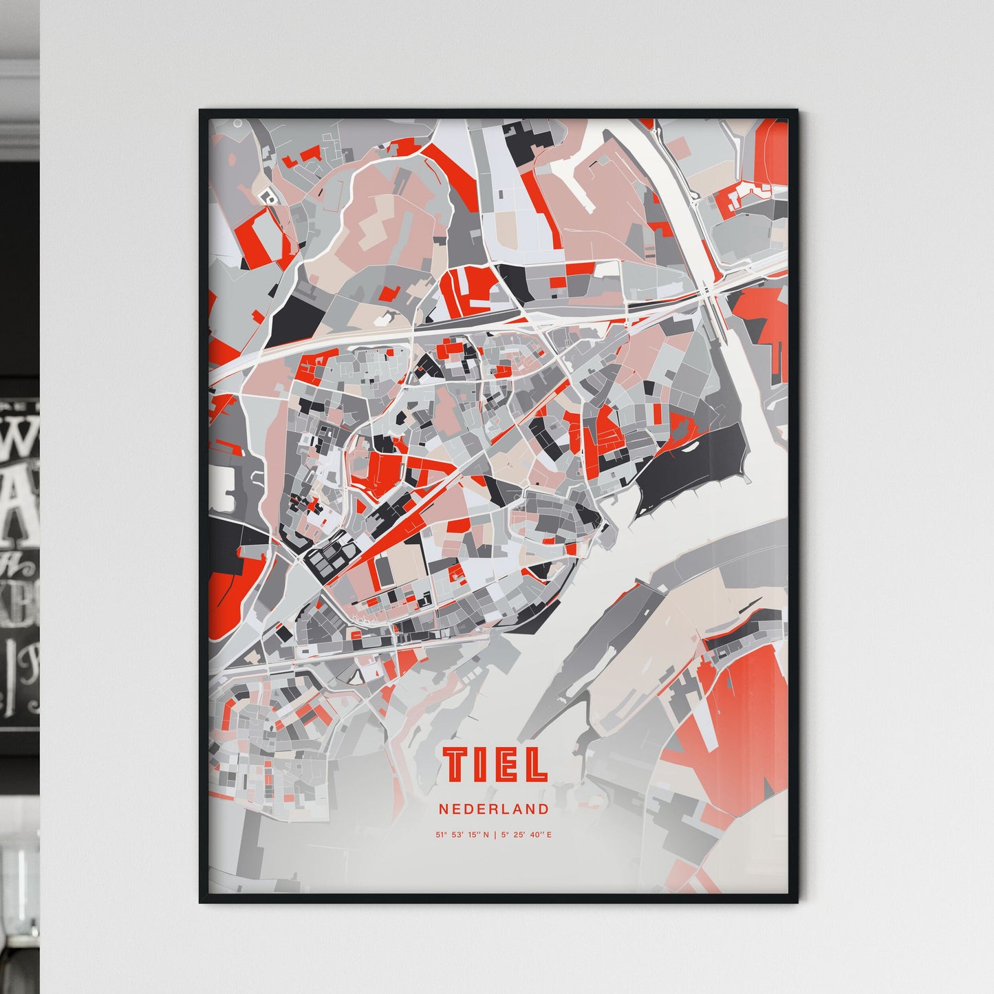 Colorful TIEL NETHERLANDS Fine Art Map Modern