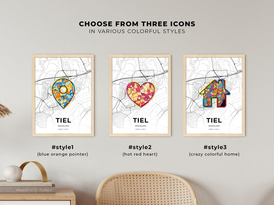 Tiel Netherlands maps with colorful icons