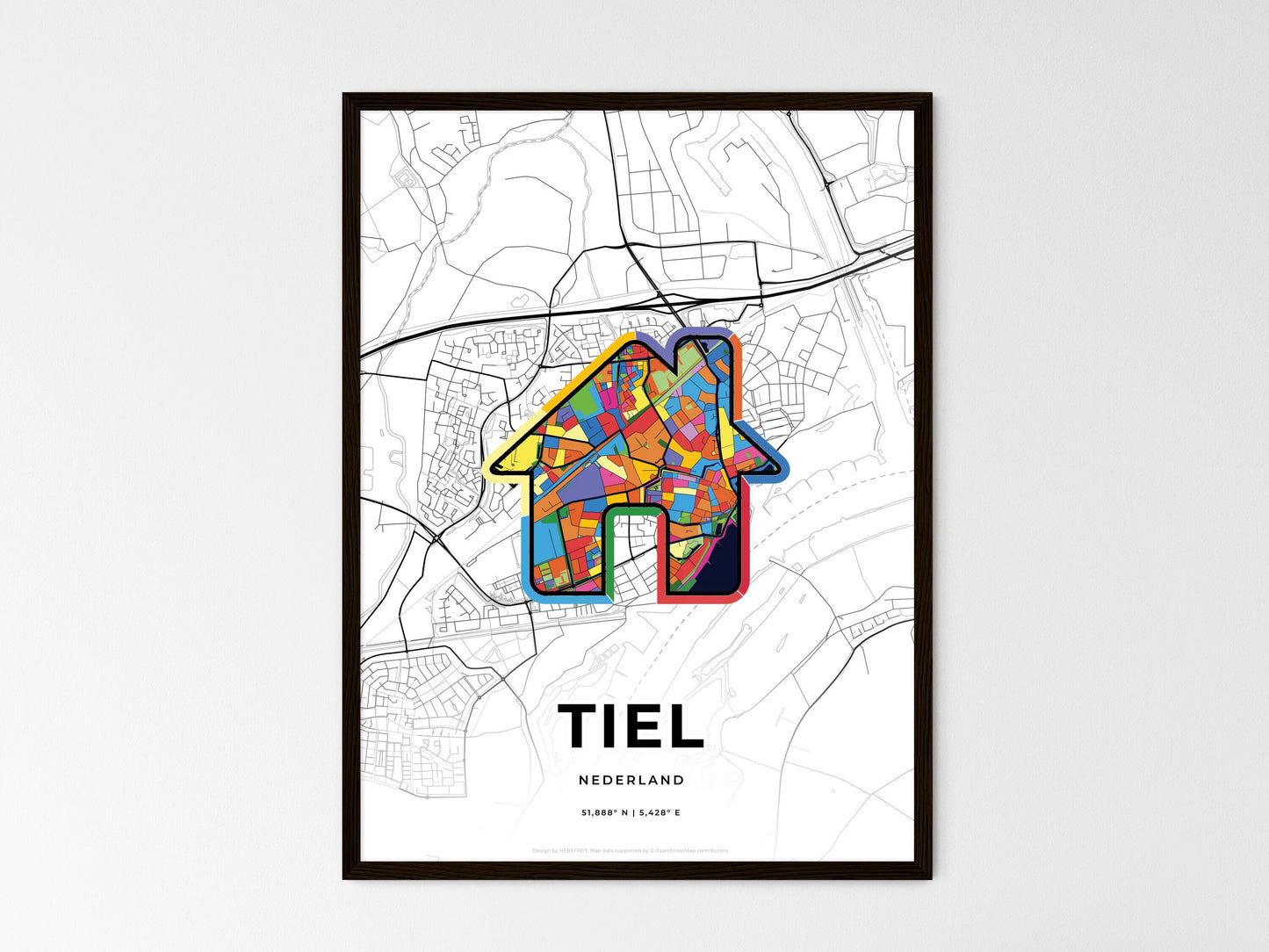 Tiel Netherlands wedding art map with home icon