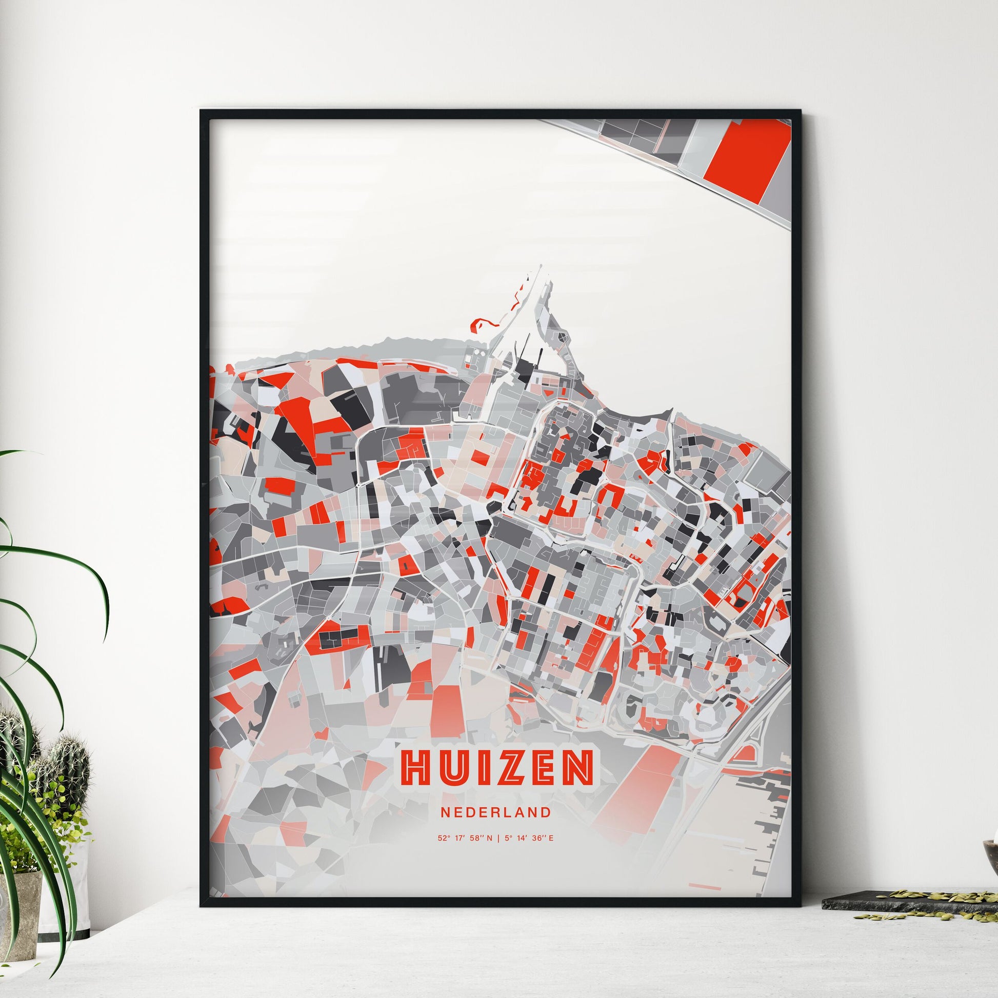 Colorful HUIZEN NETHERLANDS Fine Art Map Modern