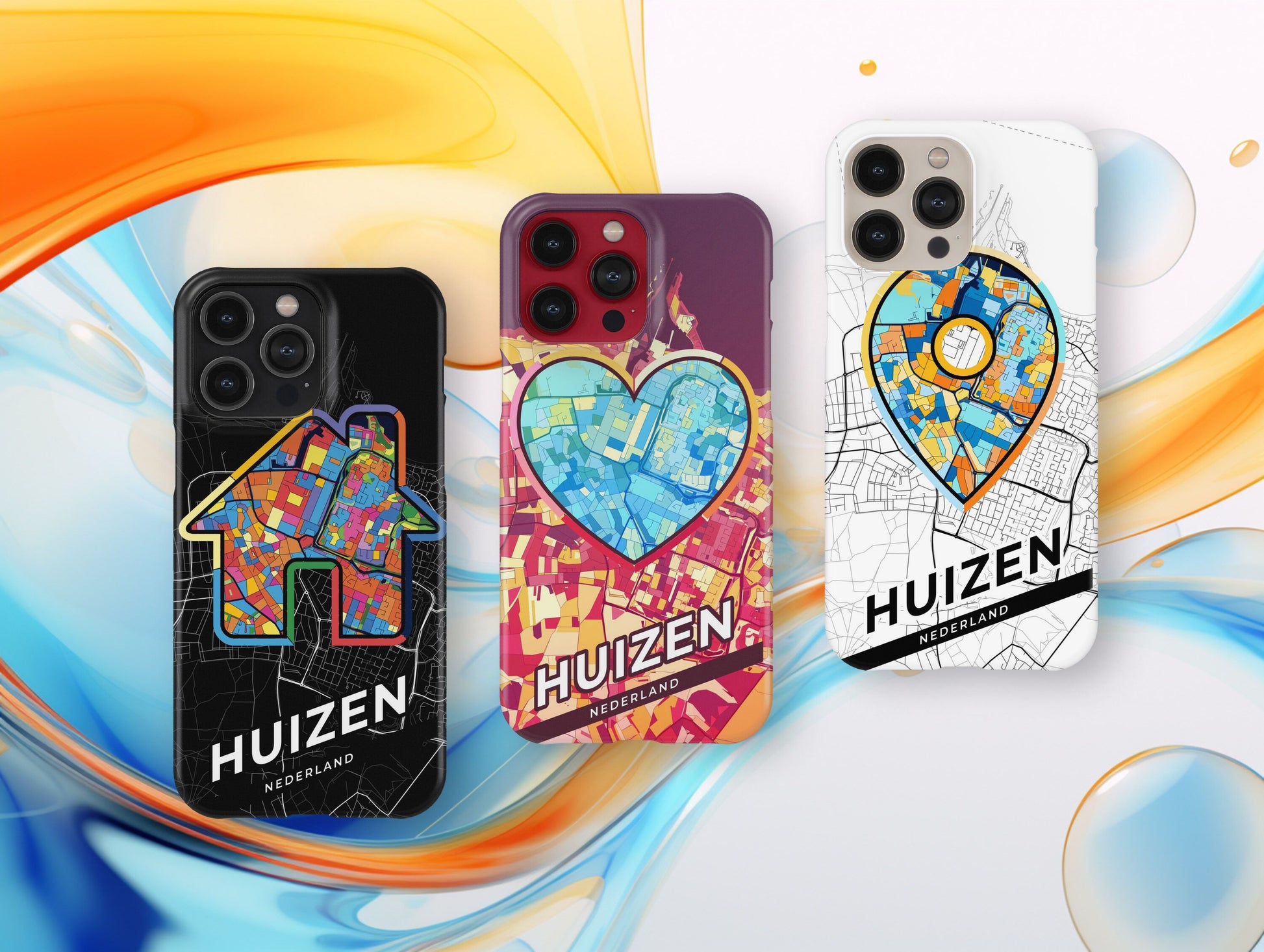 Huizen Netherlands slim phone case with colorful icon. Birthday, wedding or housewarming gift. Couple match cases.