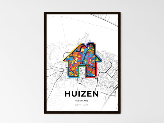 Huizen Netherlands wedding art map with home icon