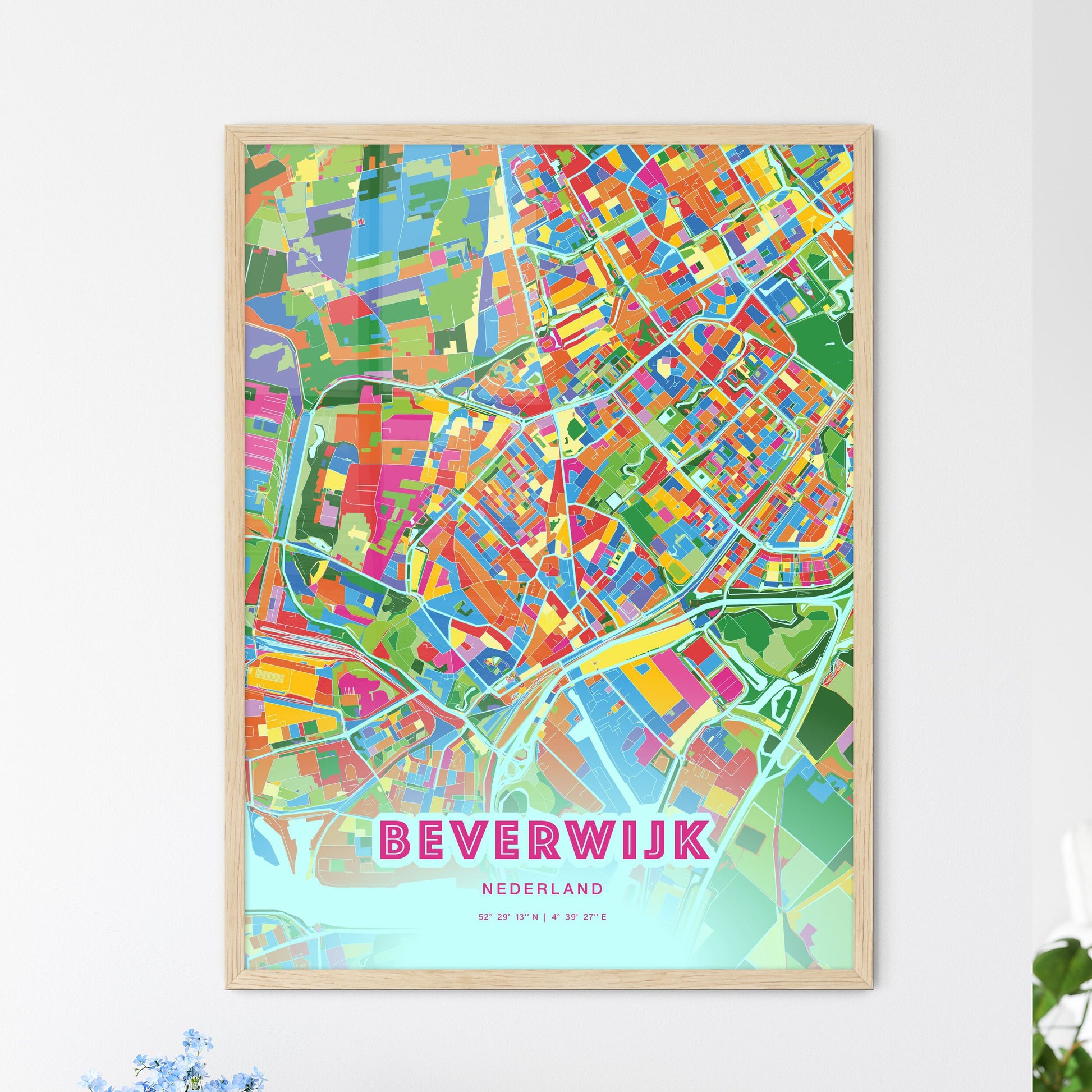 Colorful BEVERWIJK NETHERLANDS Fine Art Map Crazy Colors