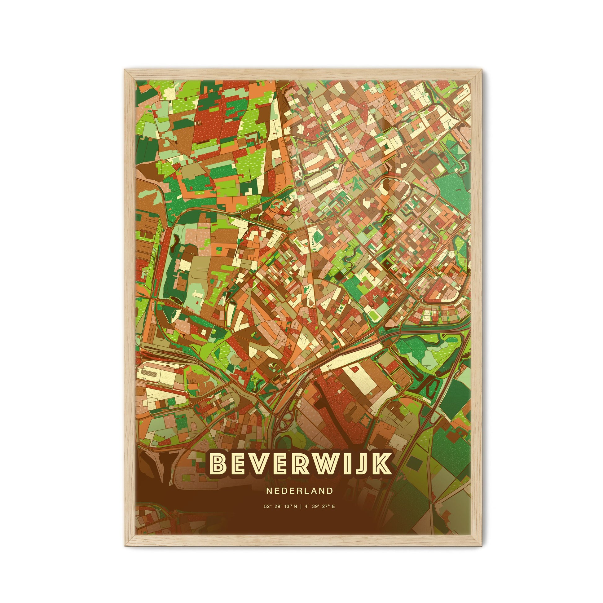 Colorful BEVERWIJK NETHERLANDS Fine Art Map Farmhouse