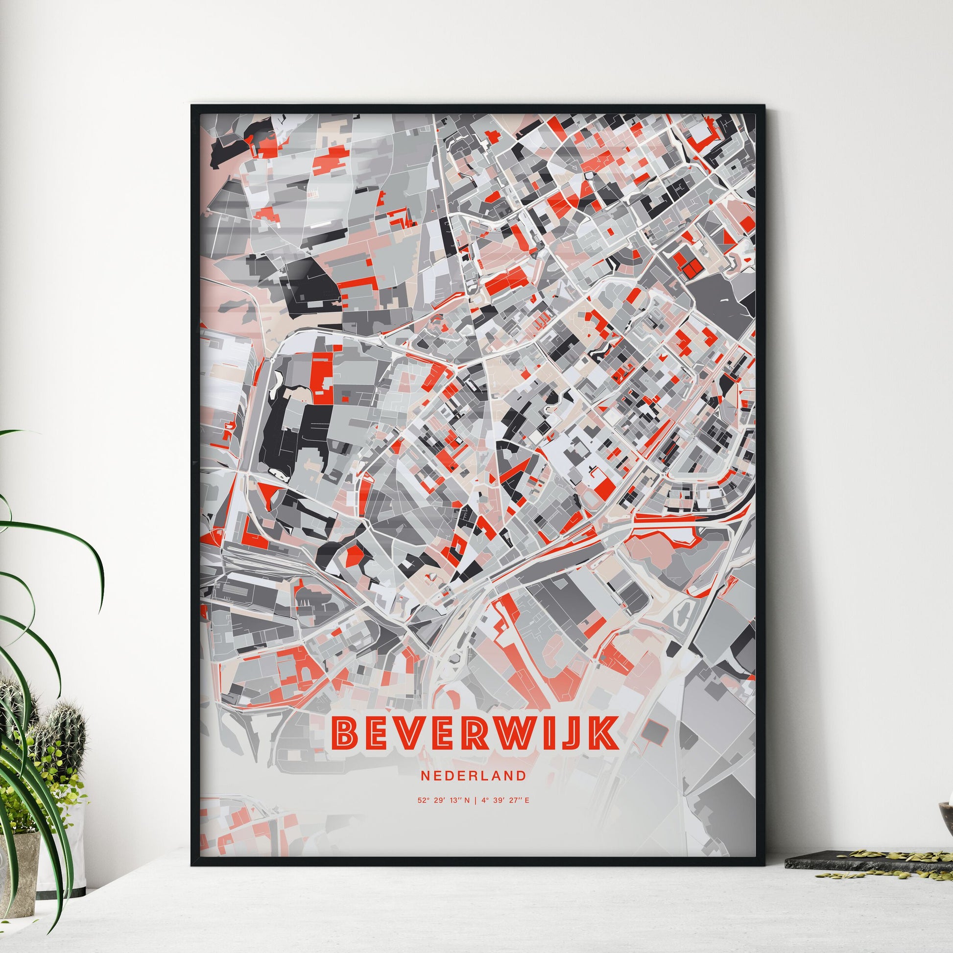 Colorful BEVERWIJK NETHERLANDS Fine Art Map Modern