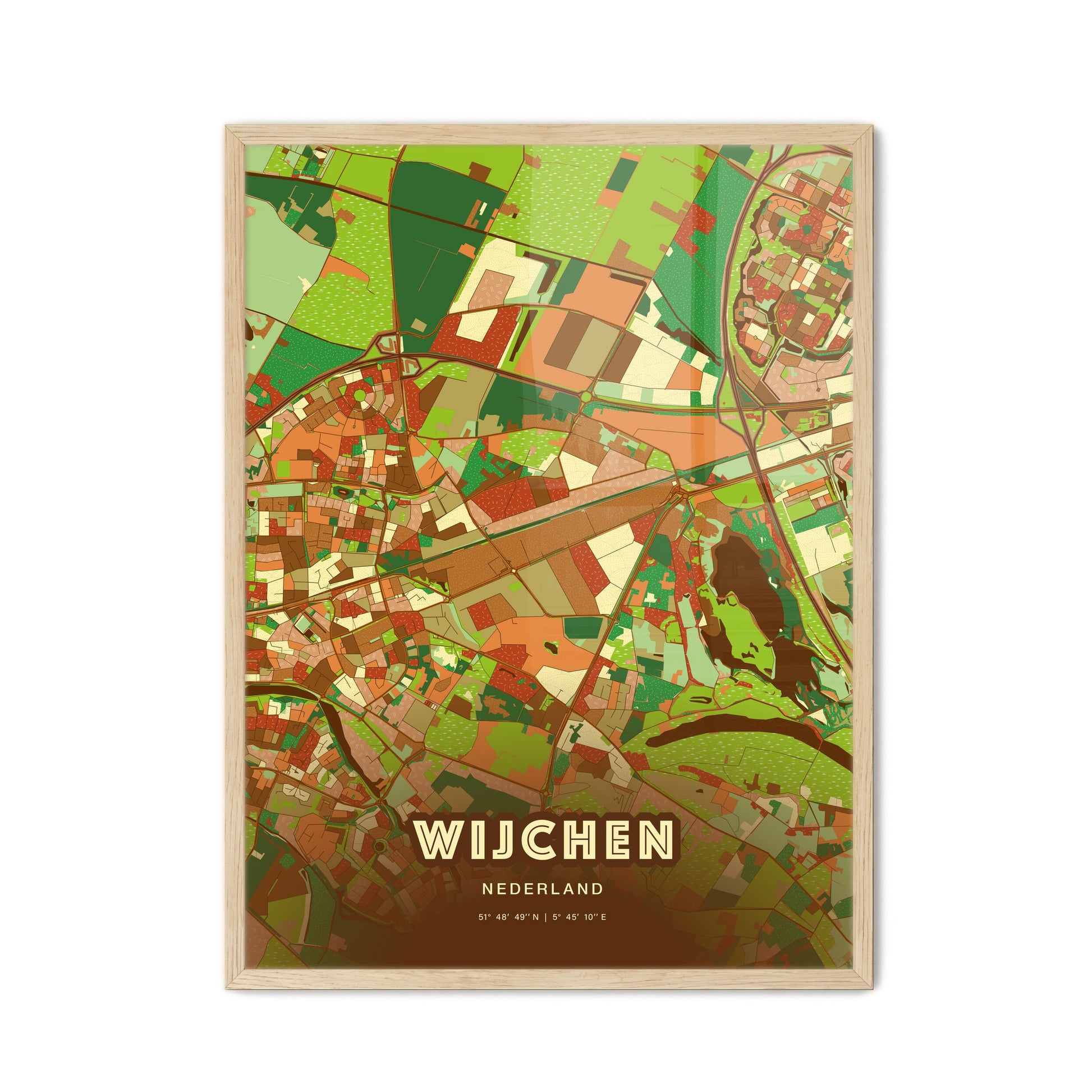 Colorful WIJCHEN NETHERLANDS Fine Art Map Farmhouse