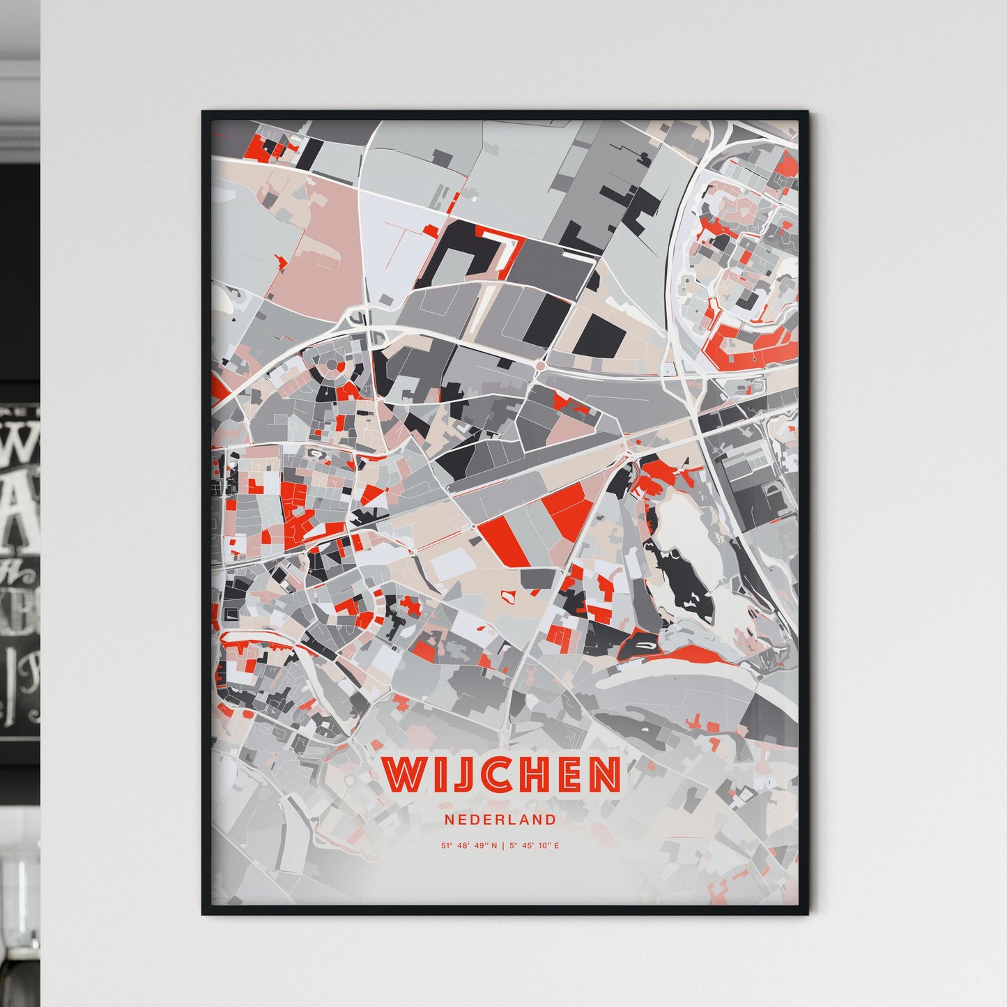 Colorful WIJCHEN NETHERLANDS Fine Art Map Modern