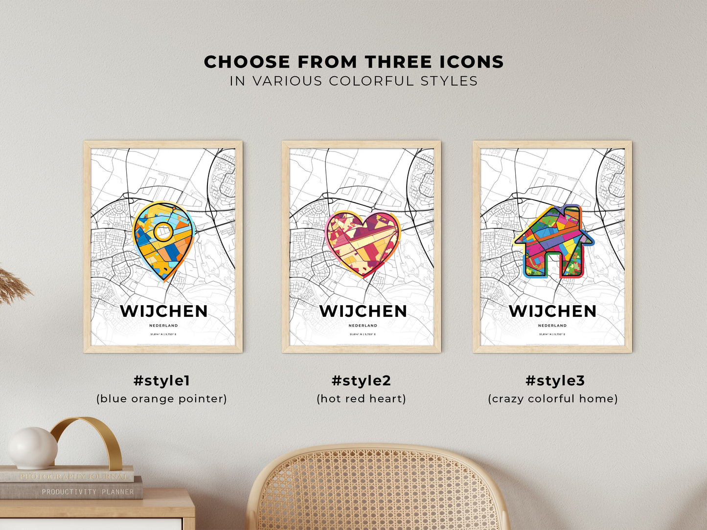 Wijchen Netherlands maps with colorful icons
