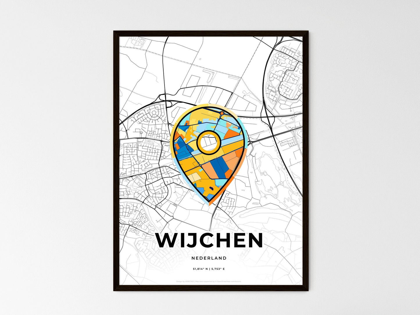 Wijchen Netherlands wedding art map with pointer icon