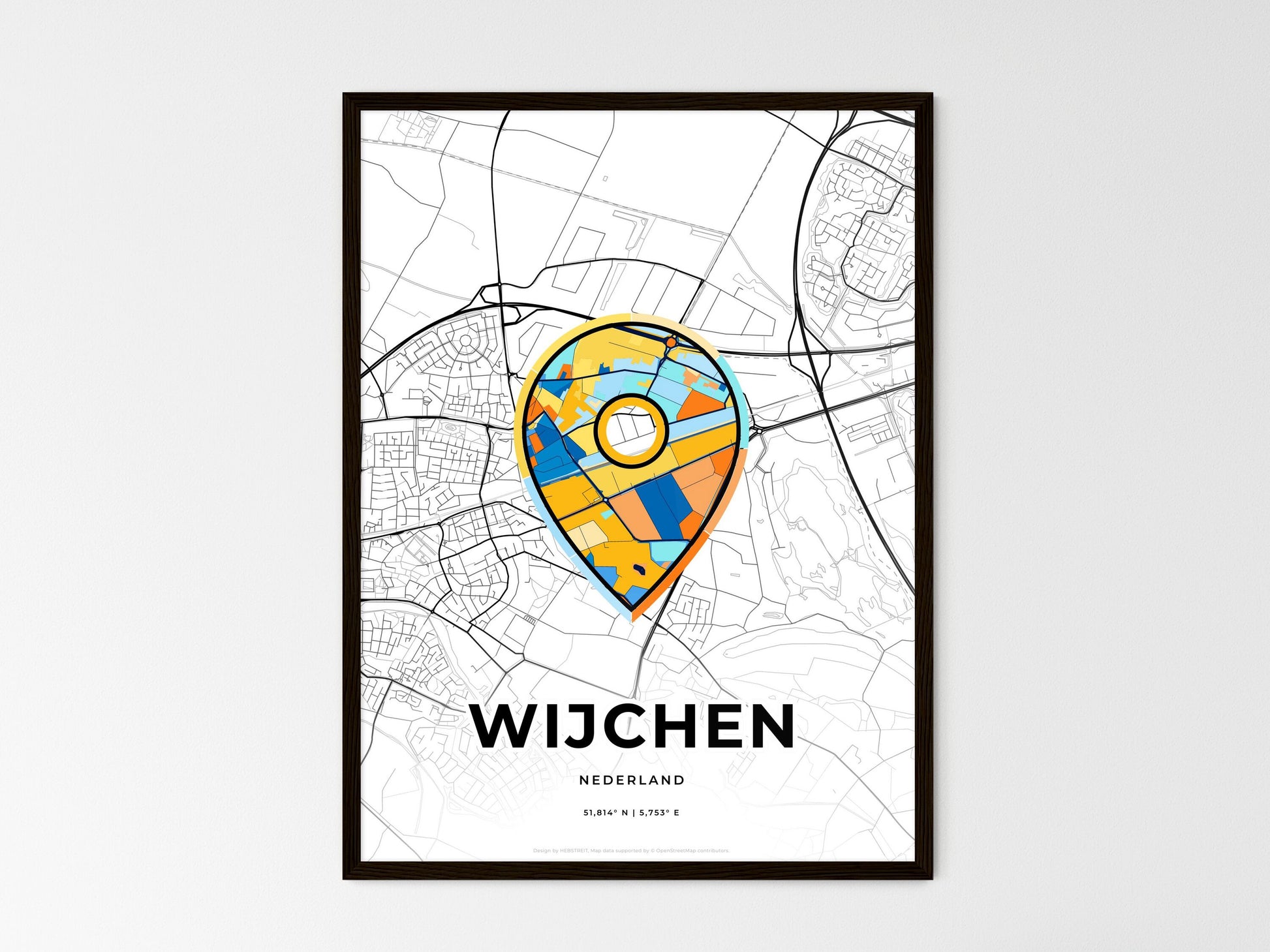 Wijchen Netherlands wedding art map with pointer icon